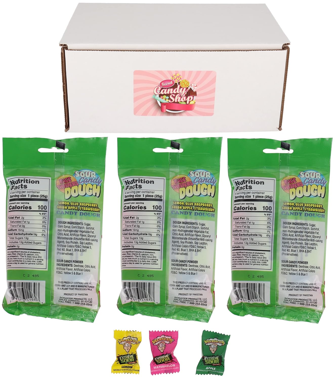 Buy Face Twisters Sour Candy Dough 4 Flavors (Lemon, Blue Raspberry