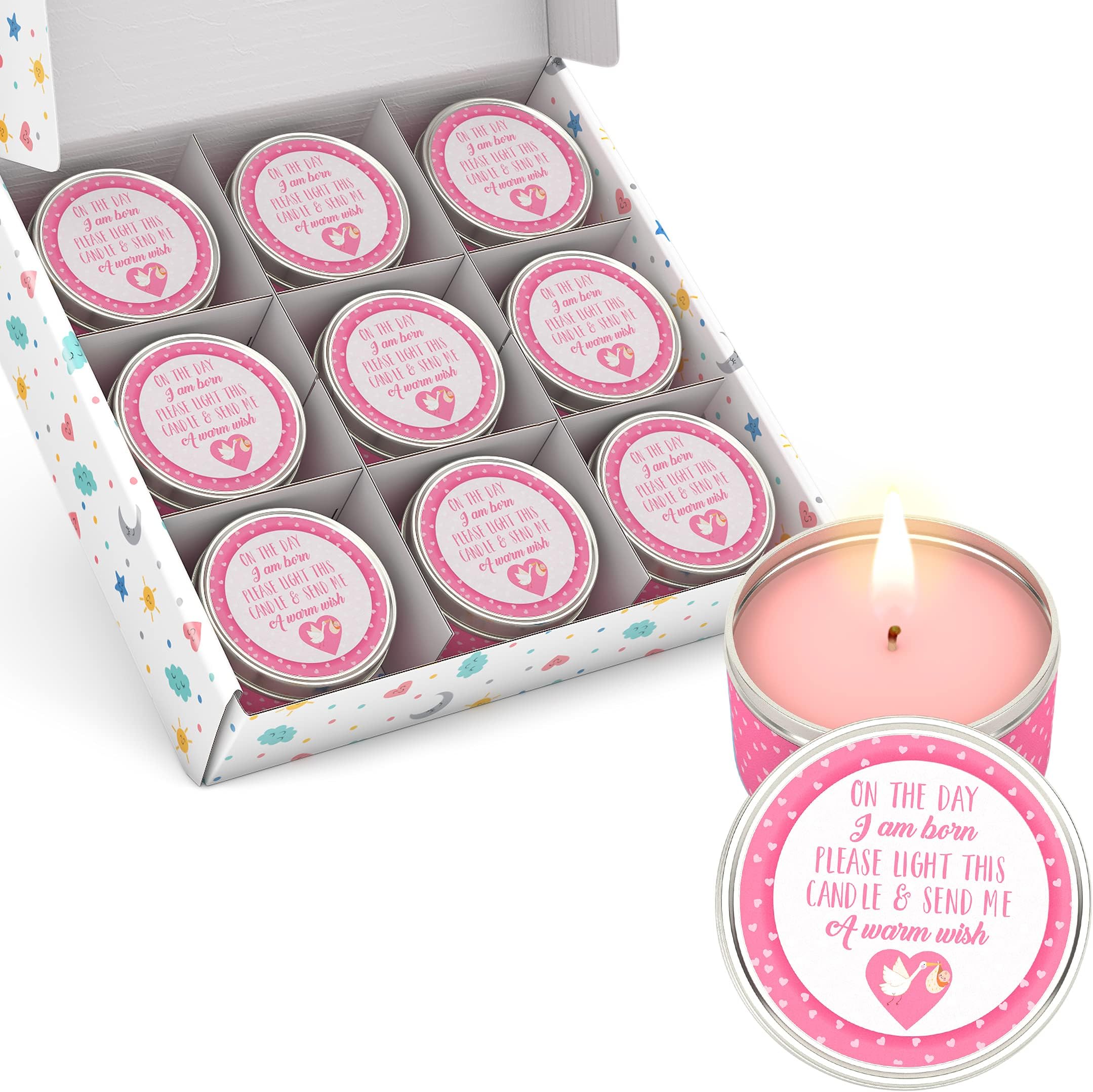 9 Pcs Floral Scented Candles for Baby Shower Favors – Majestic Baby Shower Party Favors – Babyshower Girl- Huge 5oz Soy Wax, Long Lasting 40 Hour Burn. Premium Quality - Guaranteed Zen or Its on Us!