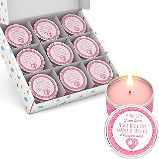 Majestic Zen Baby Shower Candle Favors Gift Set |9-Pack Neutral Scented Soy Wax Candles with Fresh Ocean Sunrise |Long Lasting 40 Hour Burn |Unique Gender Reveal Party Favors & Baby Shower Decorations