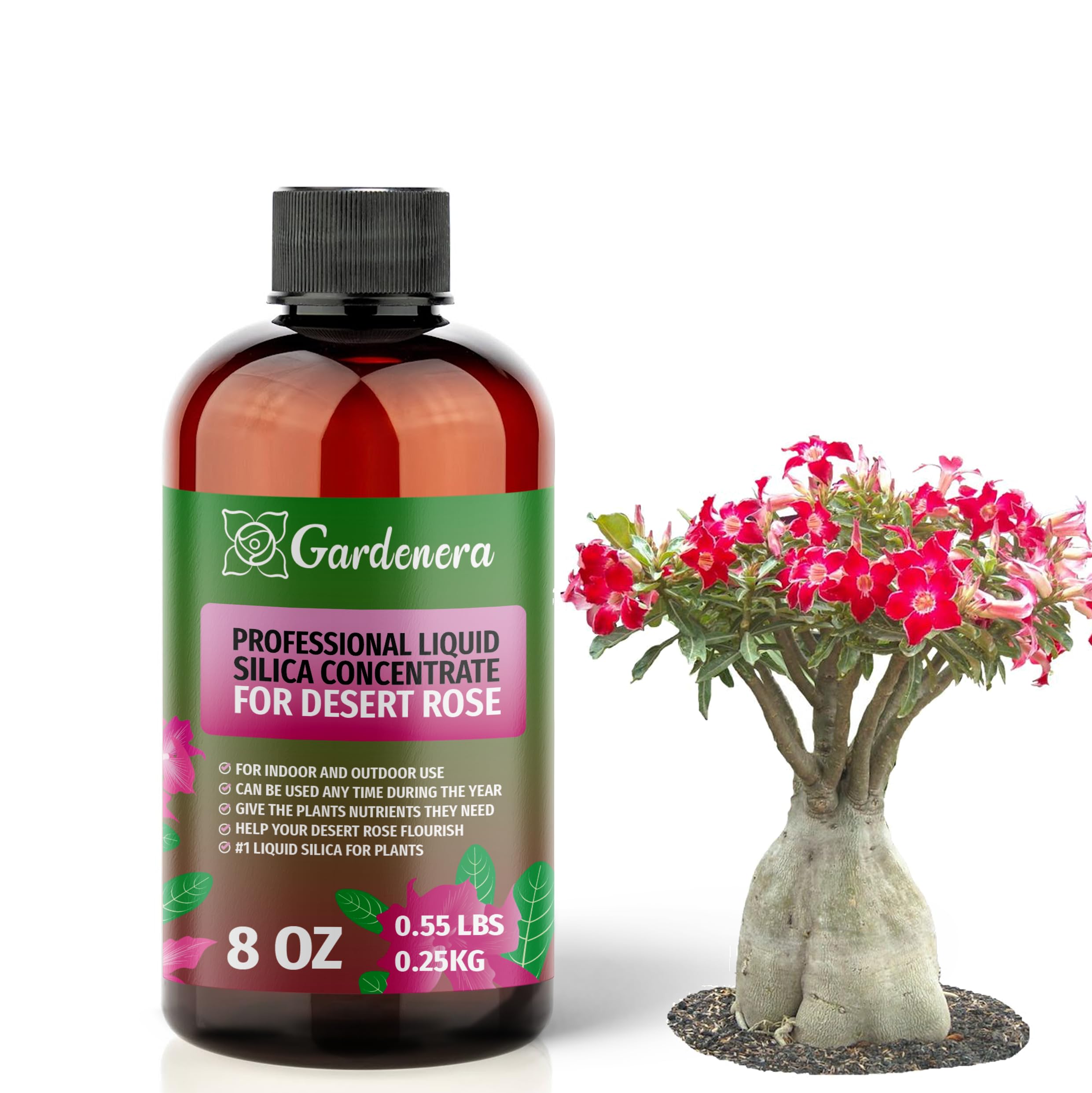 Photo 1 of ??????? Liquid Silica Plant Supplement - 8oz (250mL) - Desert Rose Plants Liquid Silica Boost Fertilizer - Stronger Stems & Healthy Leaves for Indoor & Outdoor Desert Roses (Makes 45 Gallons)