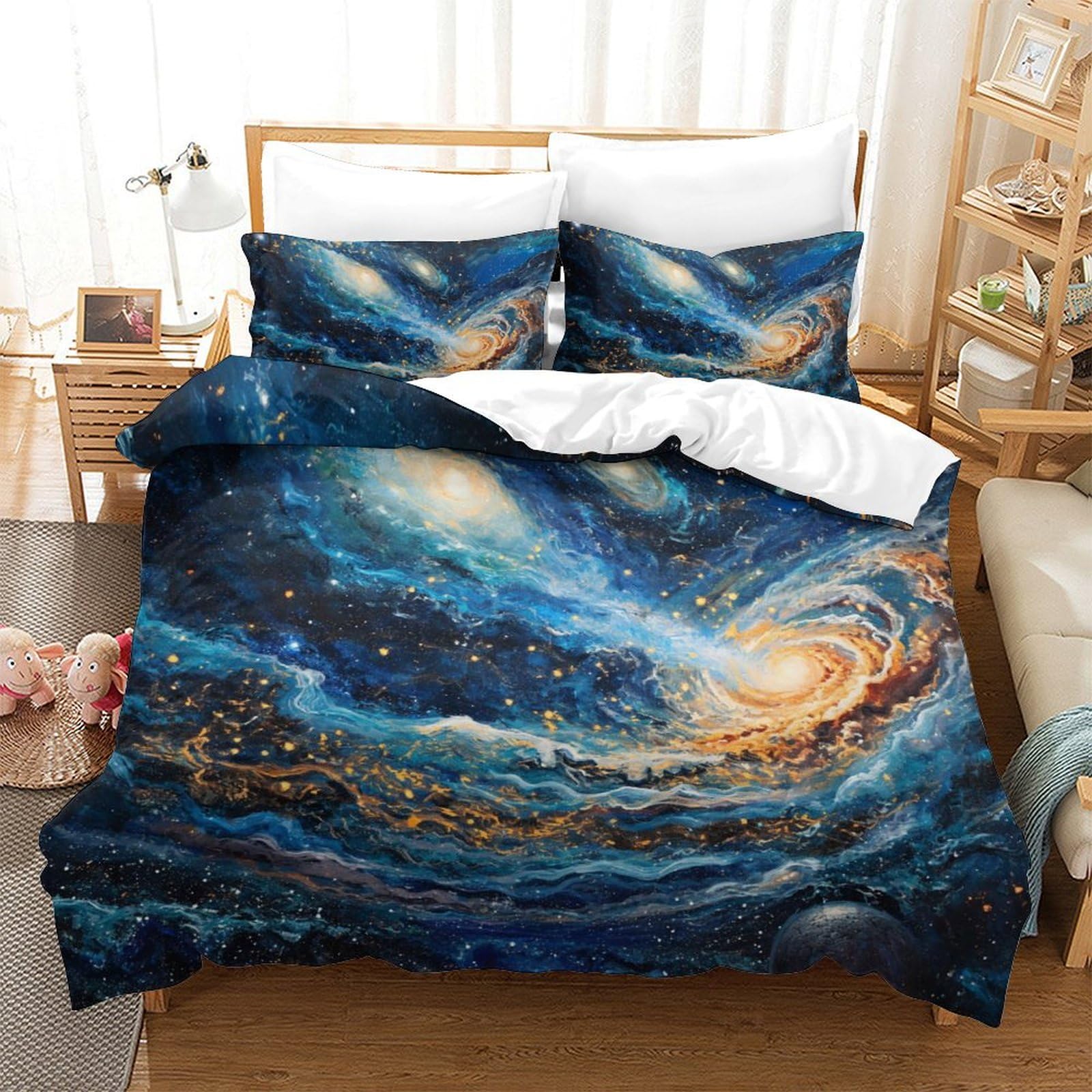 Parure de lit galaxies microfbre King 220x240 cm housse de couette imprimé 3D super douce