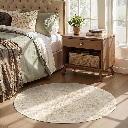 Miniatura 4 de Alfombras redondas de 4 pies, beige