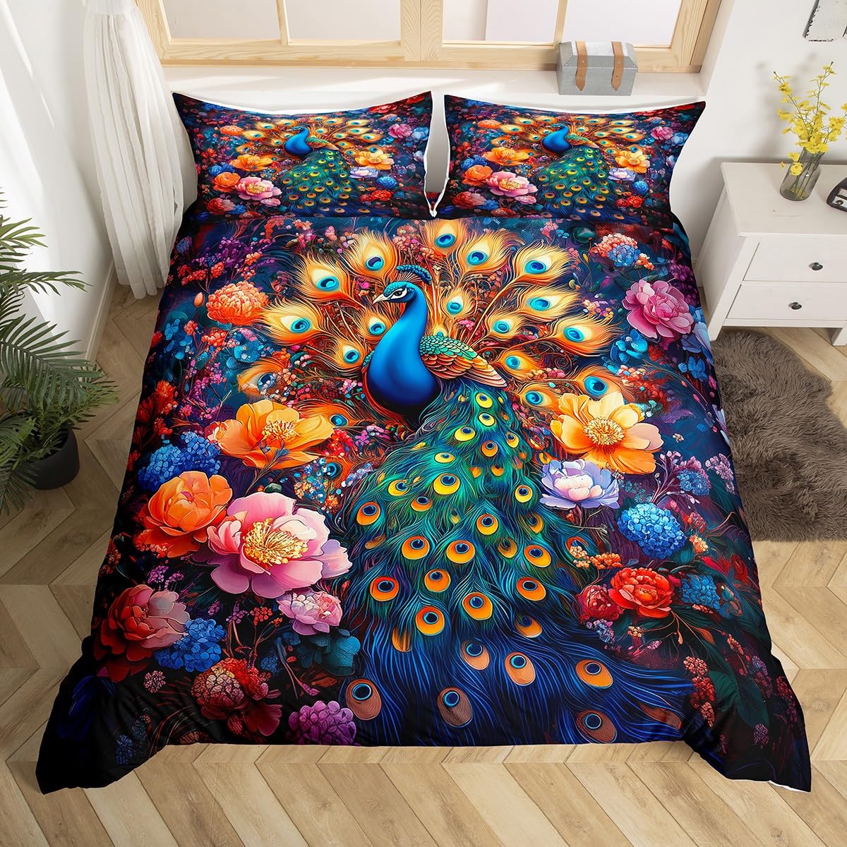 Parure de lit housse de couette et taies d'oreiller animaux sauvages pour très grand lit