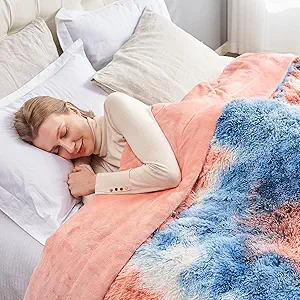 GONAAP Fuzzy Faux Fur Throw Blanket Queen Size Tie-dye Sunset Super Soft Cozy Plush Fuzzy Shaggy Blanket for Couch Sofa Bed (Tie-dye Sunset, Queen(90"x90"))