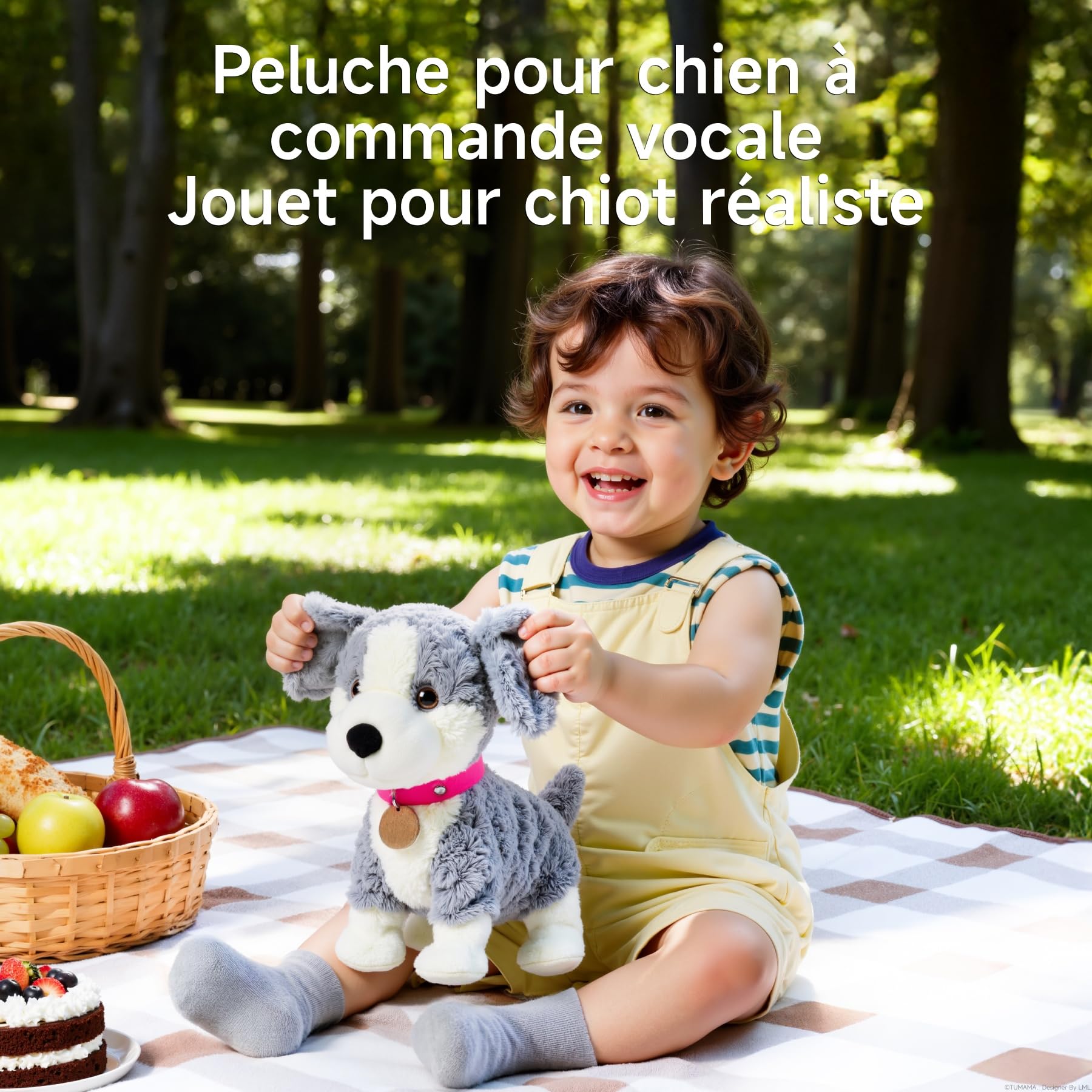 Peluche Chien Interactif à Commande Vocale, Marche, Parle, Aboie, Jouet Électronique pour Enfant 3+
