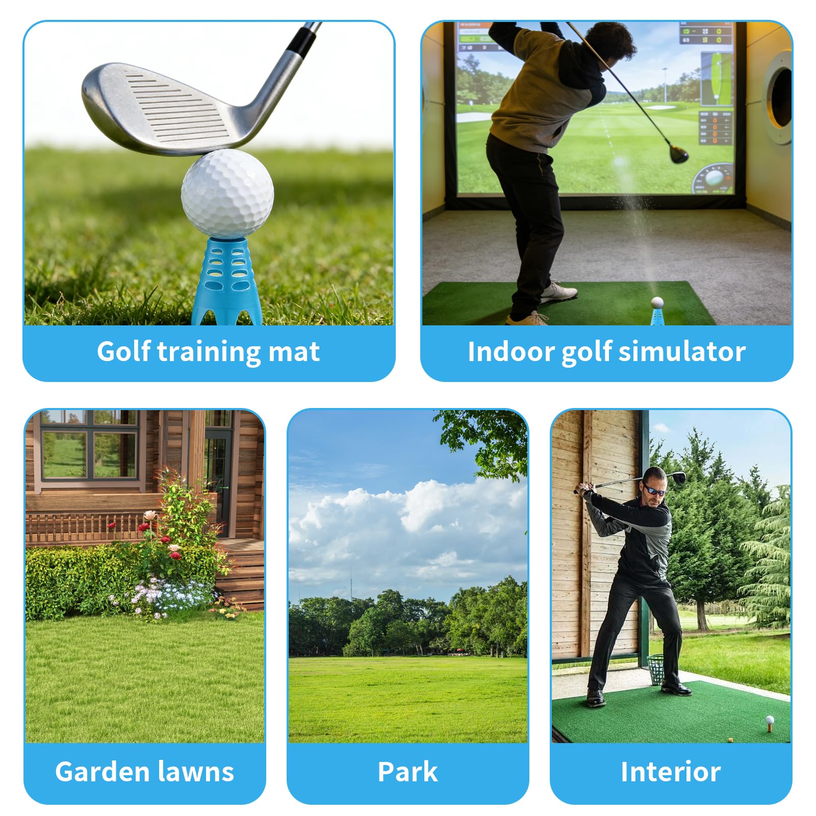36 Piezas Tees de Golf Reutilizables de Plástico para Simulador, Alfombrilla de Interior