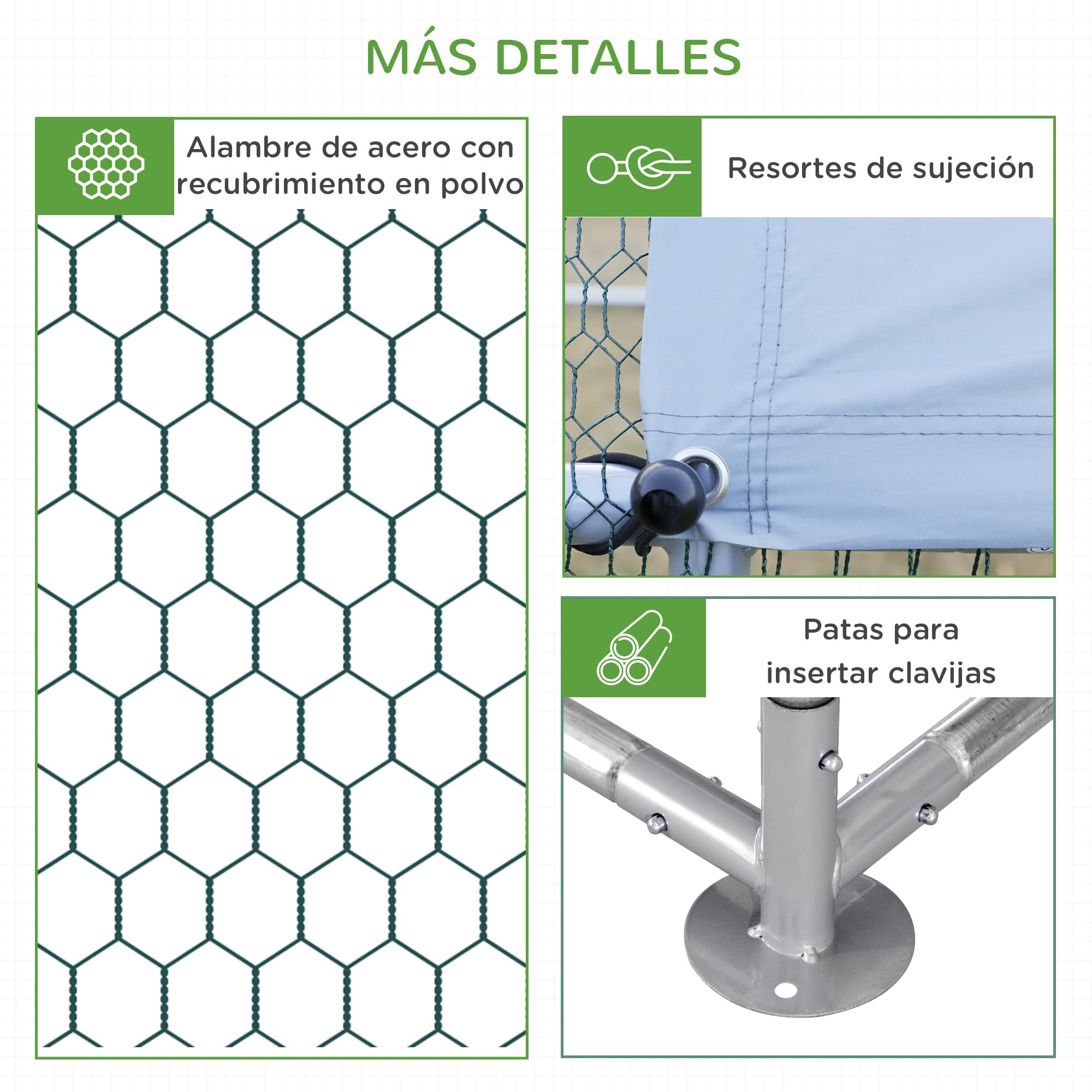 PawHut Gallinero Exterior Grande Acero Galvanizado 380x280x195 cm 2 Pisos para 10-12 Gallinas