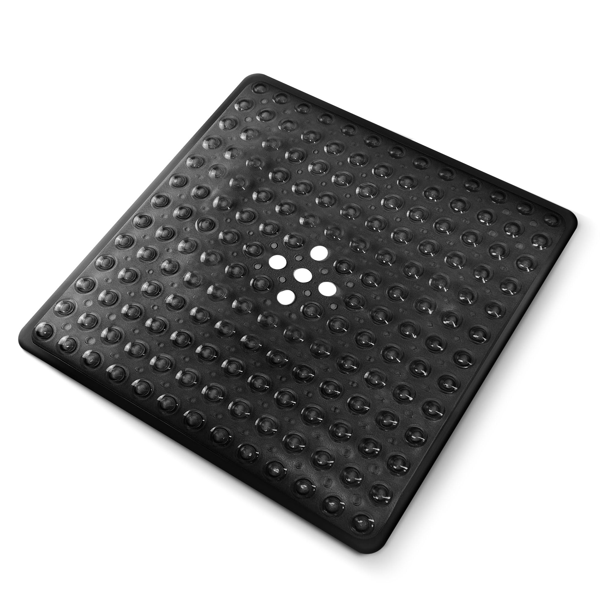 KEPLIN Premium Non-Slip Shower Mat - 164 Suction Cups, BPA & Latex Free, Mildew Resistant, Machine Washable - Safe, Durable & Comfortable for Shower Floors & Stalls (Black, Small (54 x 54cm))