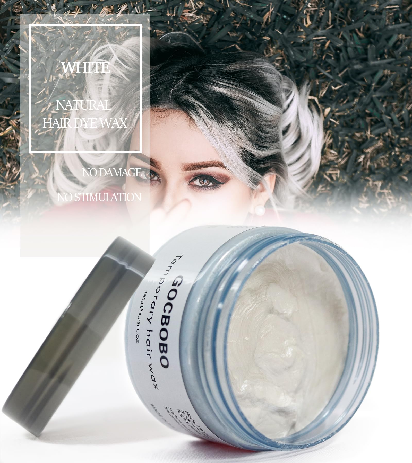 Tinte temporal para el cabello, lavable, blanco, lavado de pelo, para hombres y mujeres, para fiestas, cosplay, Halloween, 100 ml