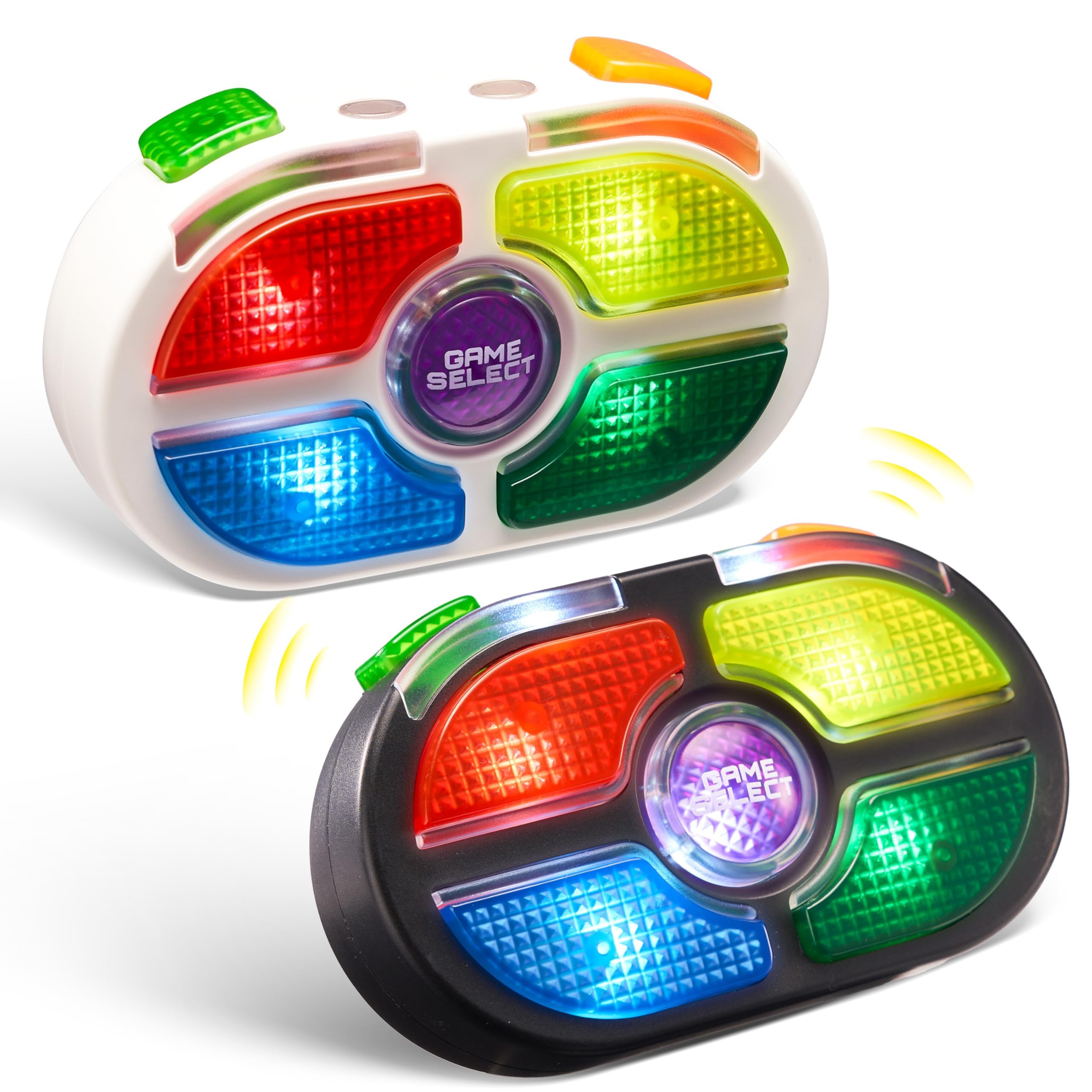 SYNCFUN 7-Key Handheld Game with 4 Game Modes, Board Games for 1 or 2 Players, Lights and Adjustable Sound, Ages 8+ (2-Pack)