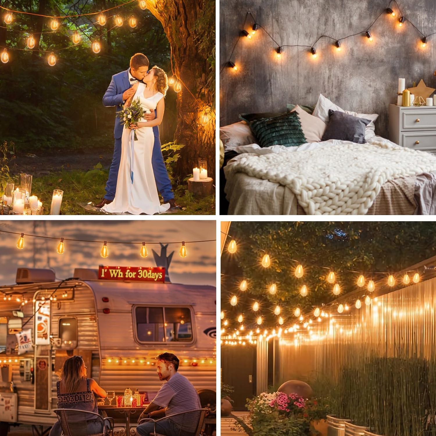 S14 Replacement LED Light Bulbs, Shatterproof & Waterproof 0.6W S14 LED Bulbs, Outdoor String Lights, E12 Base Patio Edison LED Light Bulbs, Warm White 2200K Plastic 40LM Non-Dimmable 25 Pack