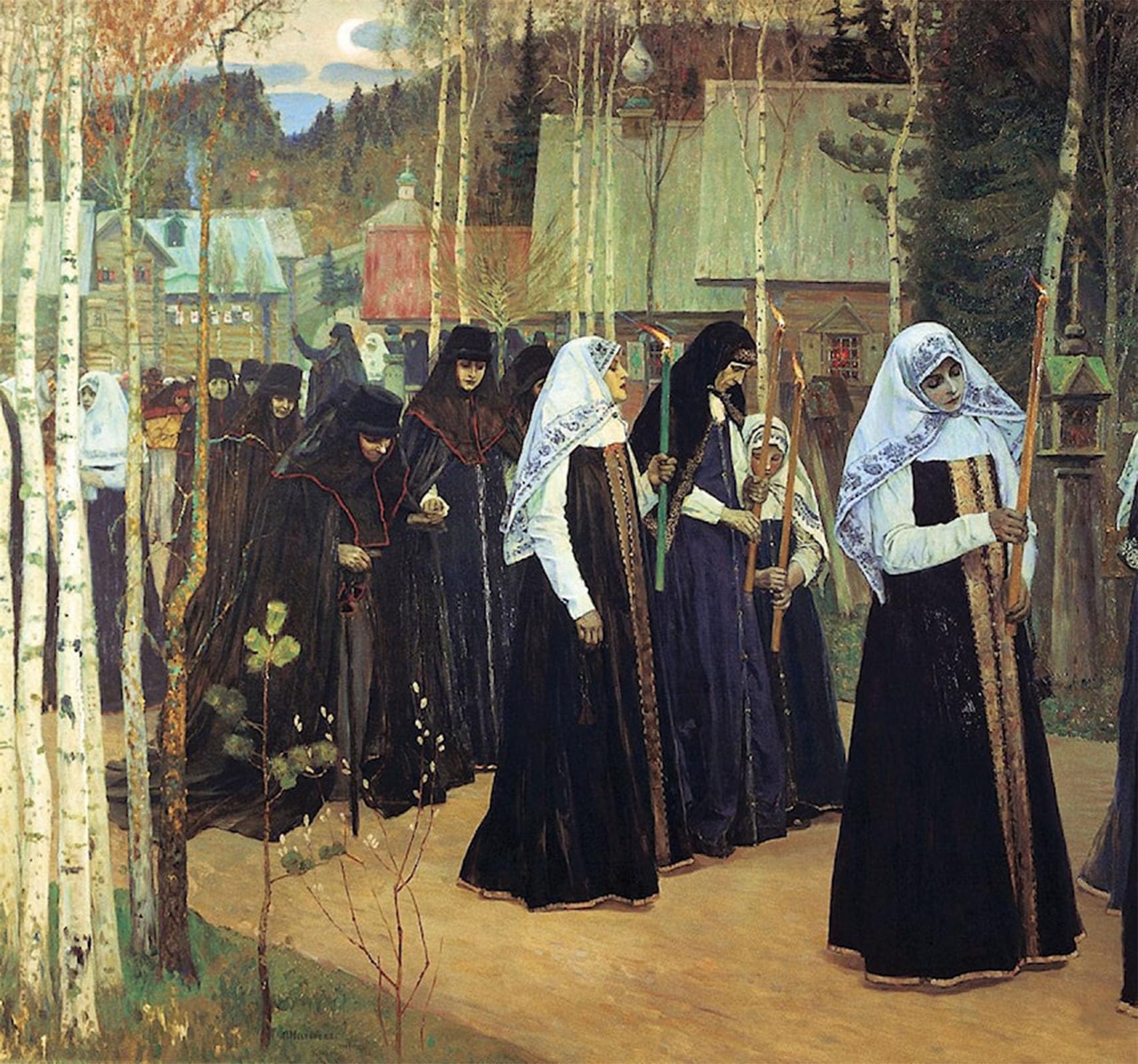SERENDIPITP Vintage Wall Art Canvas Nordic Poster Canvas Print Picture the Taking of the Veil by Mikhail Nesterov Wall Art Poster for Home Decor 60x90cm