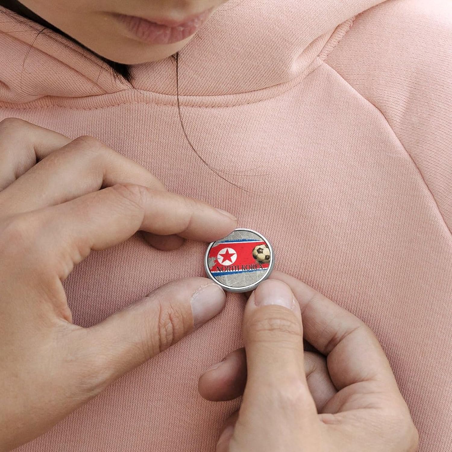 North Korea Flag Football Enamel Pins Sets Gift Country Flags Lapel Pin Enamel Pins Memorial National Day Custom Buttons Abstract Pin Gift For Women Girls Mom Teacher