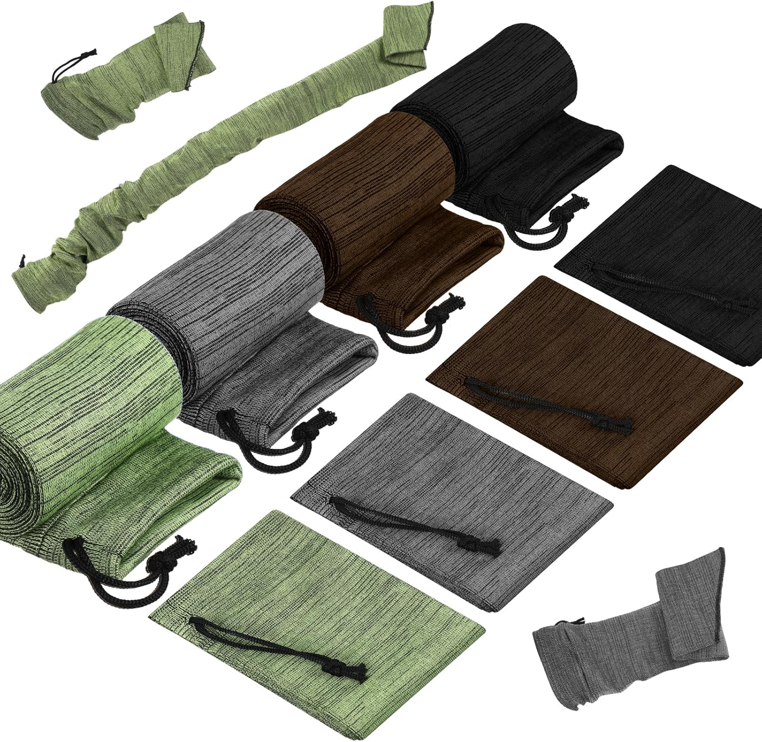 Fanfanwin 8 Pack Gun Socks Kit (4 Rifle 55" + 4 Pistol/Scope 16") Silicone Treated Knit Gun Sleeves for Safe Storage & Rust-Proof Shooting Hunting Tactical Storage Accessories