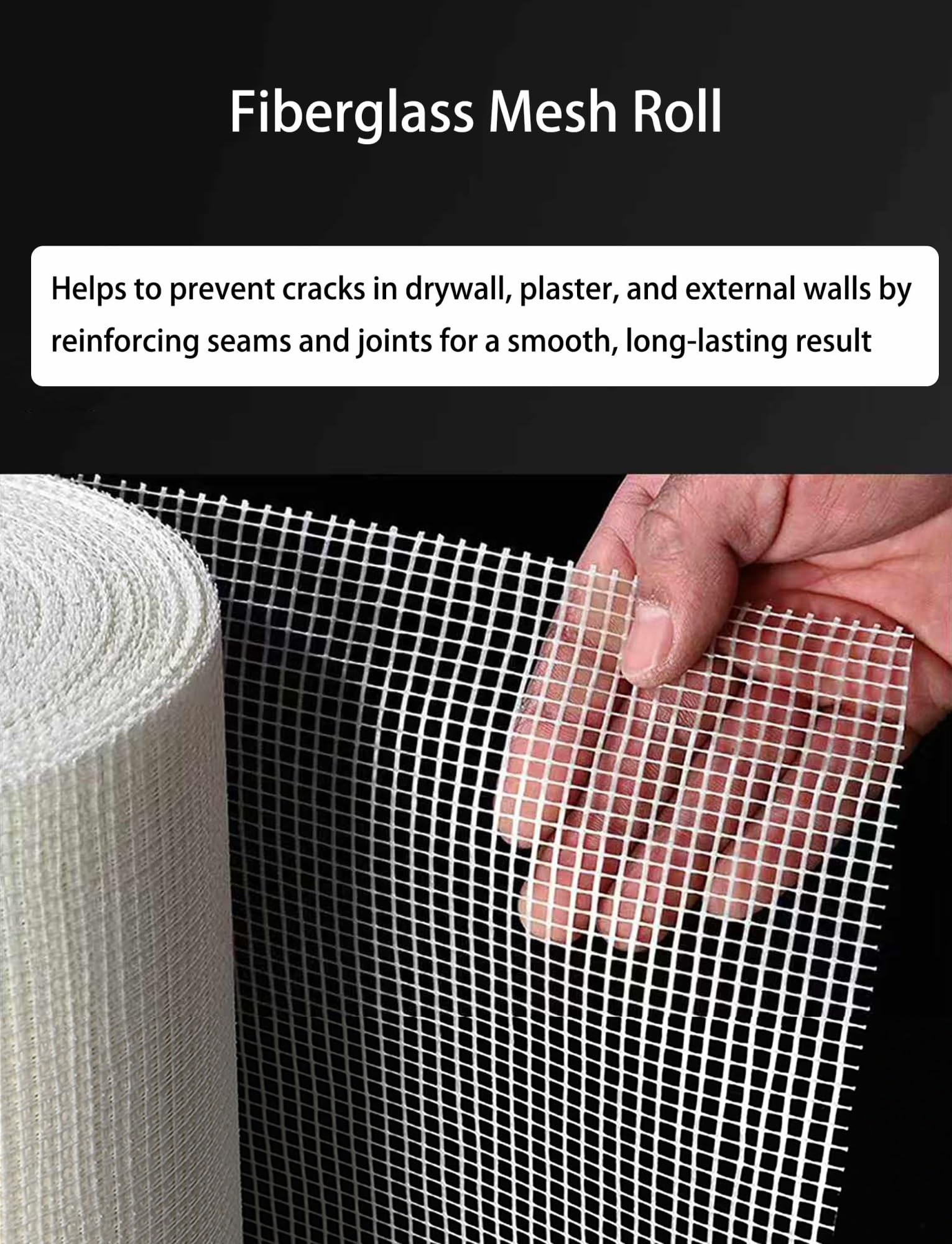 Rete in Fibra di Vetro per Intonacatura e Rinforzo Muri – Anticrack, Resistente agli Alcali, Impermeabile per Riparazioni di Posa, Soffitti e Pareti Esterne(100g/㎡-1x30 meters)
