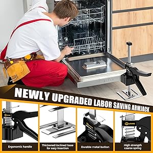 Mtnte Labor Saving Arm Jack Handle 12 in Furniture Jack Drywall Lift for Wall Tile Locator, Multi Function Height Adjustment, Door Panel, Lever Arm Tool Board Weight 330lb, Lift Range 6.7In