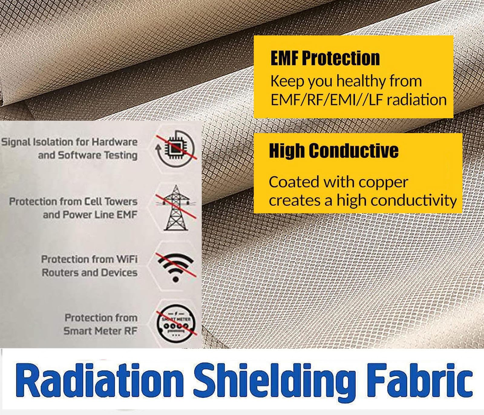 GORGECRAFT Tissu De Protection EMF, Emi, Blindage RF Et RFID Nickel