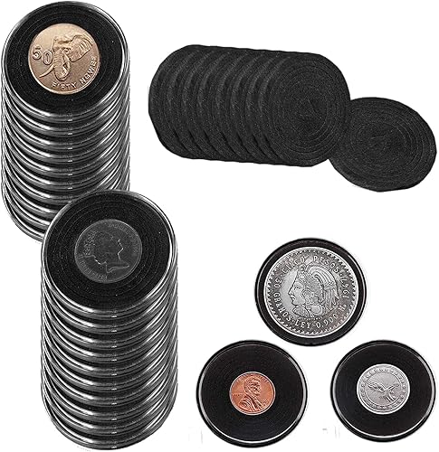 20 cápsulas de monedas de 1.81 pulgadas con 6 tamaños de juntas de espuma para colección de monedas, monedas de plata americana Eagle Liberty, medio
