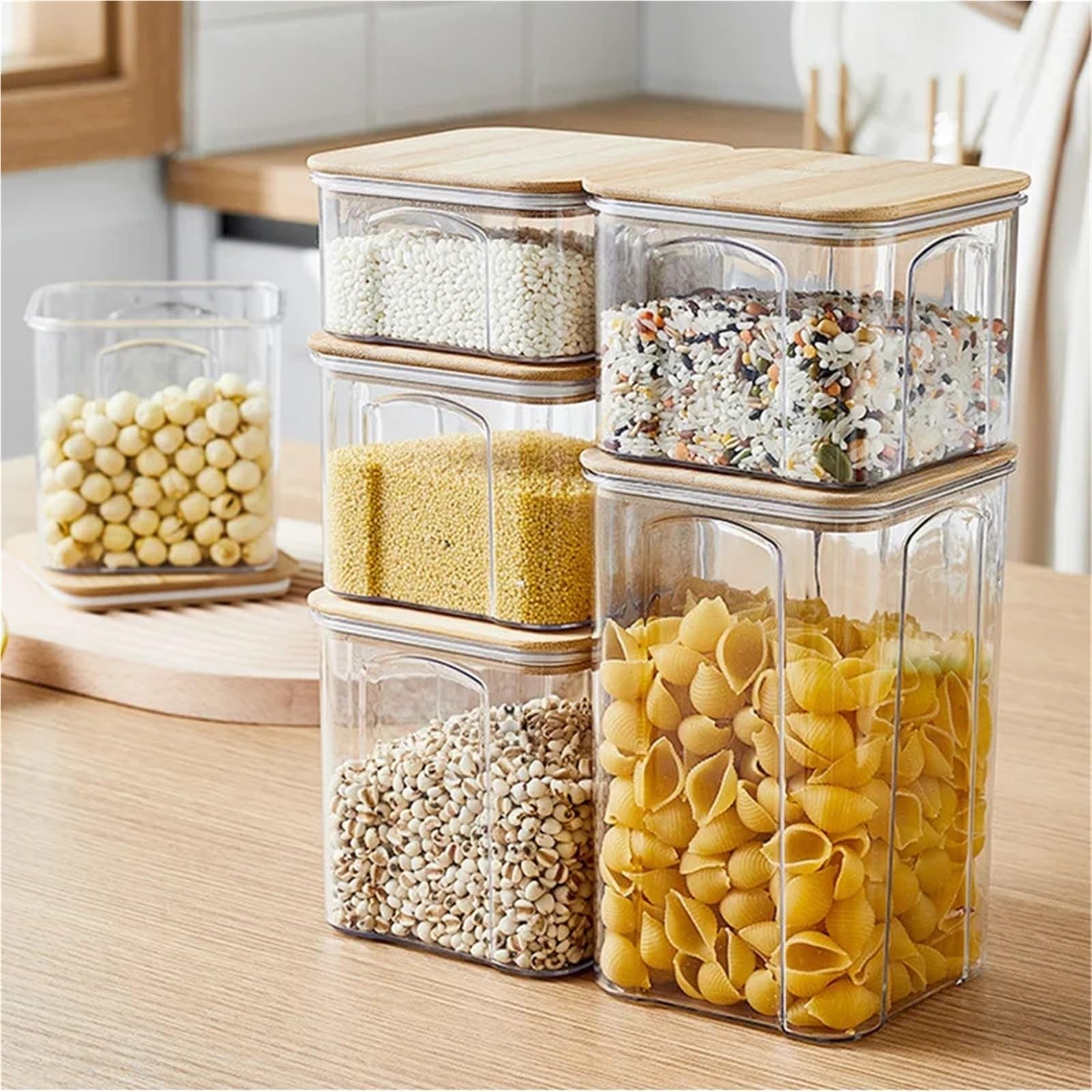 Luftdichter Vorratsbehälter, Kunststoff-Vorratsglas, Nudelbox, Mehrkorn-Tankflasche, getrockneter Früchtetee(2PCS 900ML)