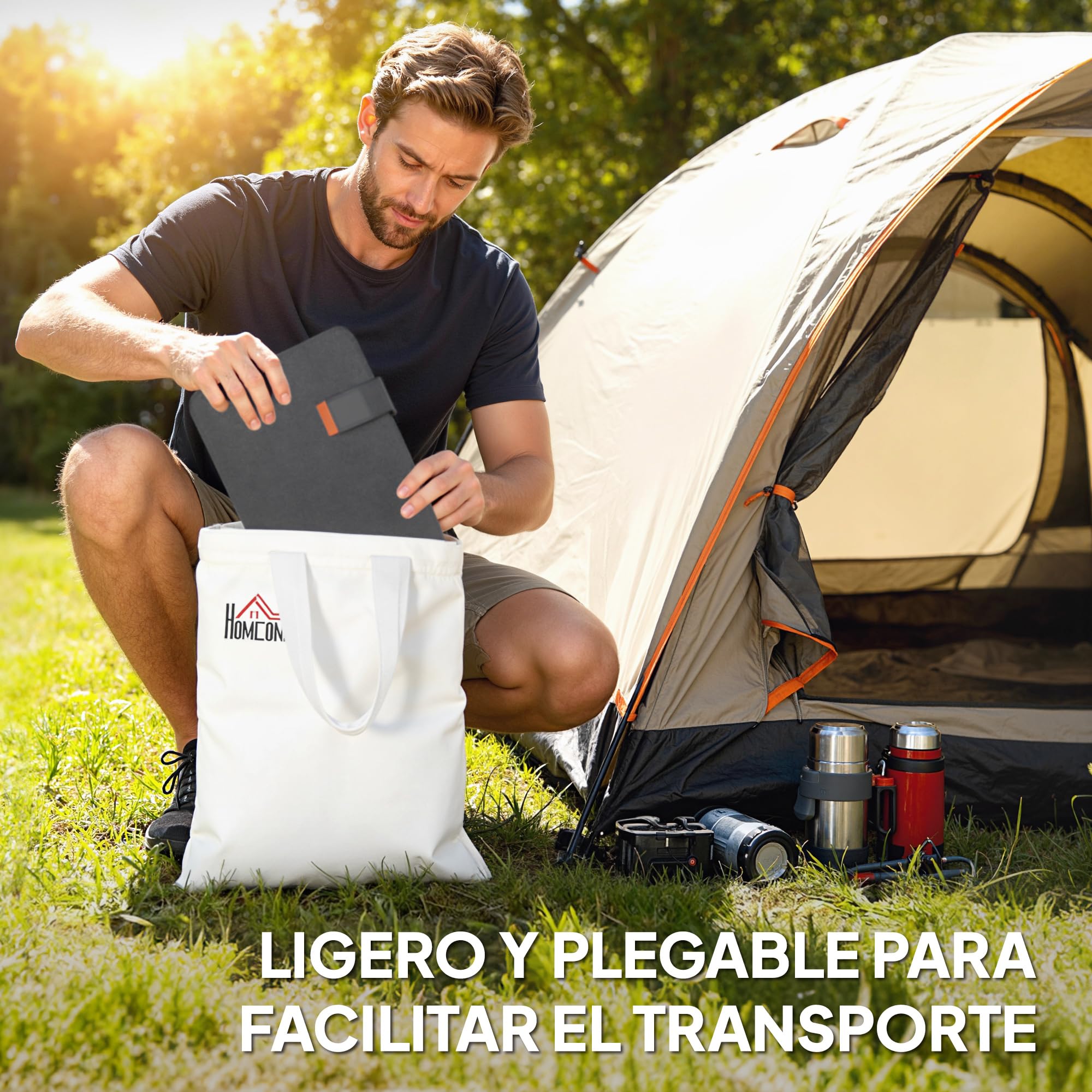 HOMCOM 36W Cargador Solar Plegable Panel Solar Portátil USB-A y Tipo-C | IP67 Impermeable, Placa Plegable con Superficie de ETFE, para Cargar Teléfonos, Tablets, Camping y Senderismo