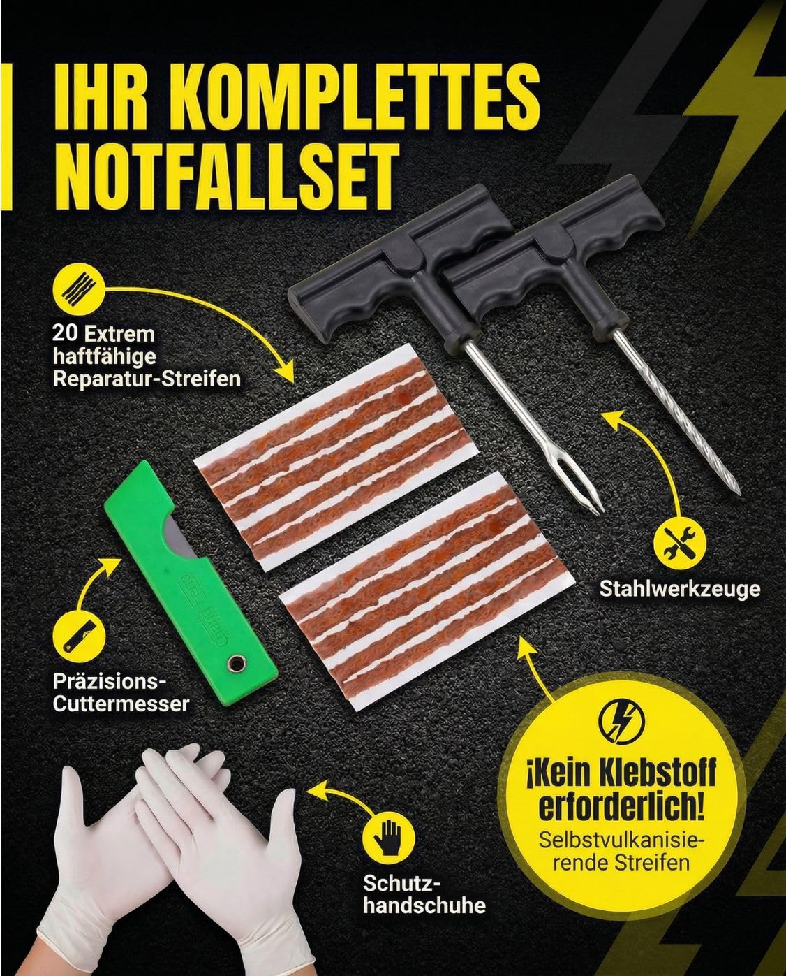 80er Set Reifenreparatur-Einschraubstopfen – Gummistopfen Für Autoreifen, Offroad 80er Set Reifenreparatur-Einschraubstopfen – Gummistopfen Für Autoreifen, Offroad