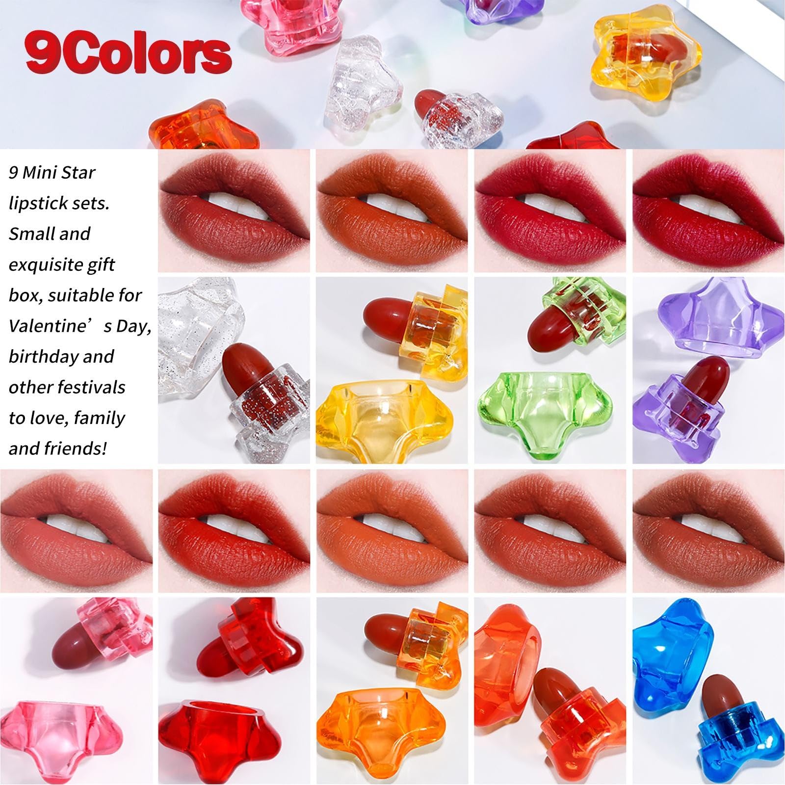 Amazon | 星形 口紅セット 9色 リップグロスセット ルージュ リップ