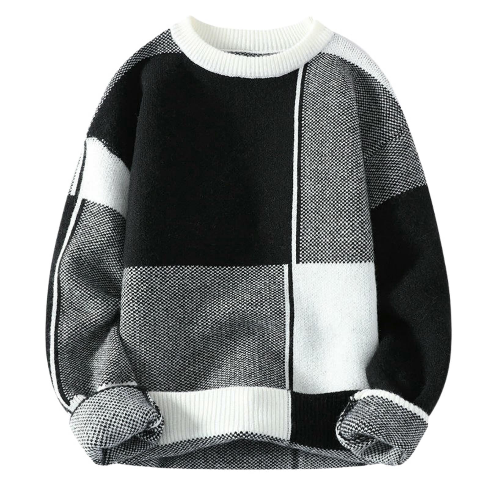 Męski sweter z dzianiny z okrągłym dekoltem na jesień i zimę