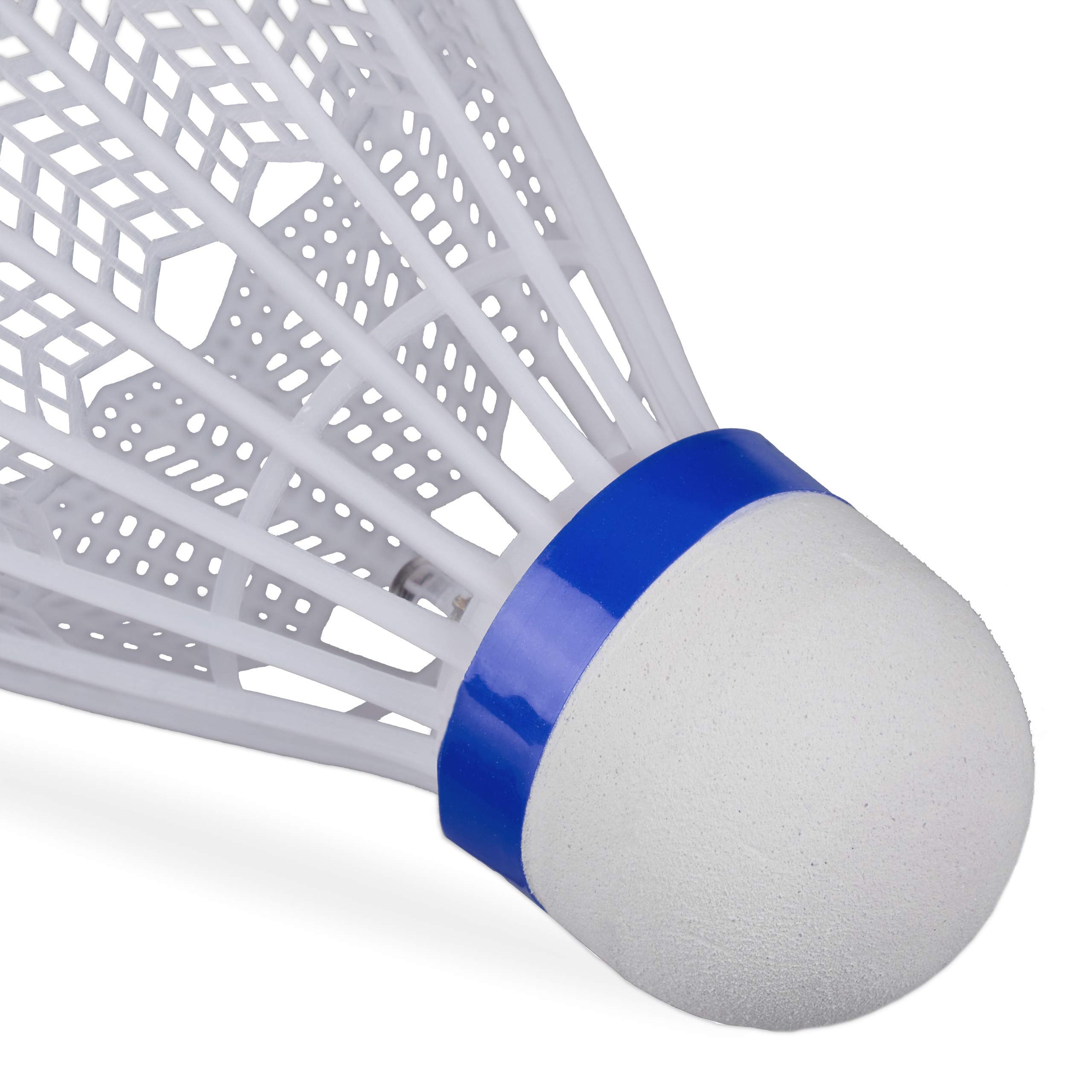 Relaxdays Volano Badminton, Set di 8 Palline Luminose, Palle Gomma Piuma, Luce LED, HxD: 8,5 x 6,5 cm, Esterno, Bianco