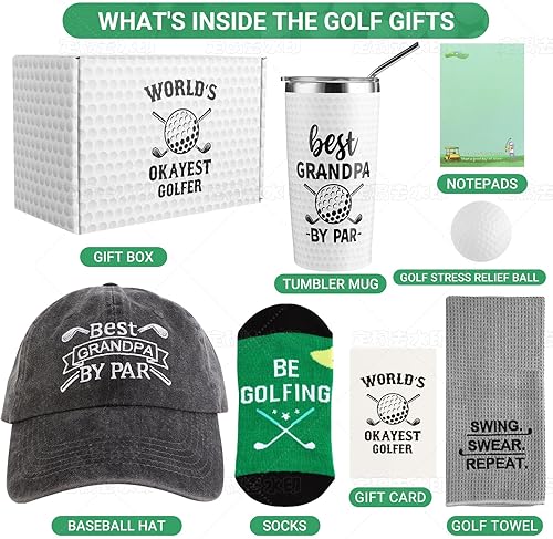 Miniatura 2 de Regalos de golf para el abuelo, regalos únicos para el abuelo, divertidos regalos de golf para hombres, incluyendo vaso, tazas, calcetines, toalla
