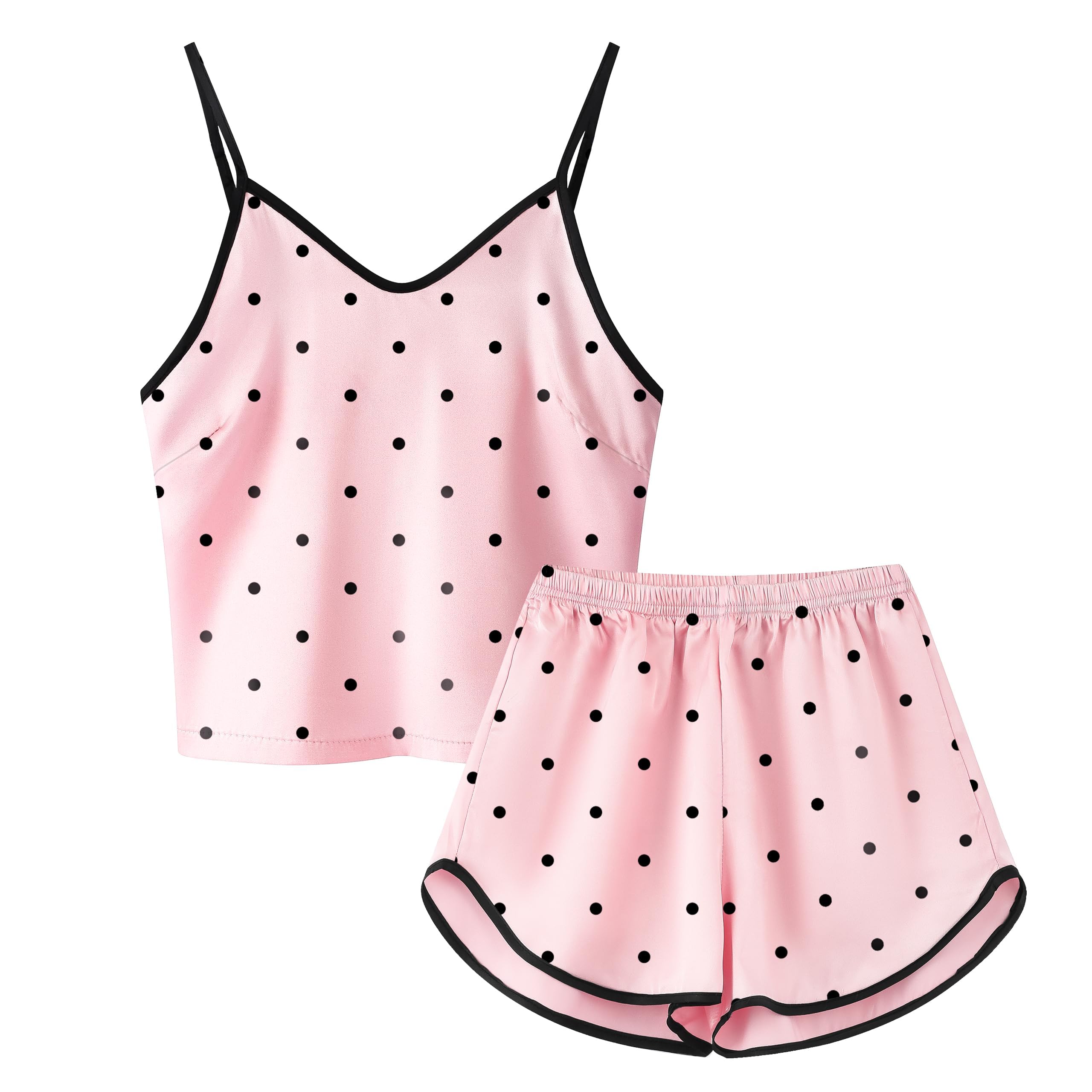 Girls & Women Silk Pajamas Set Satin Camisole Sleepwear 2 Piece Pjs, 3 Years - Women XXL