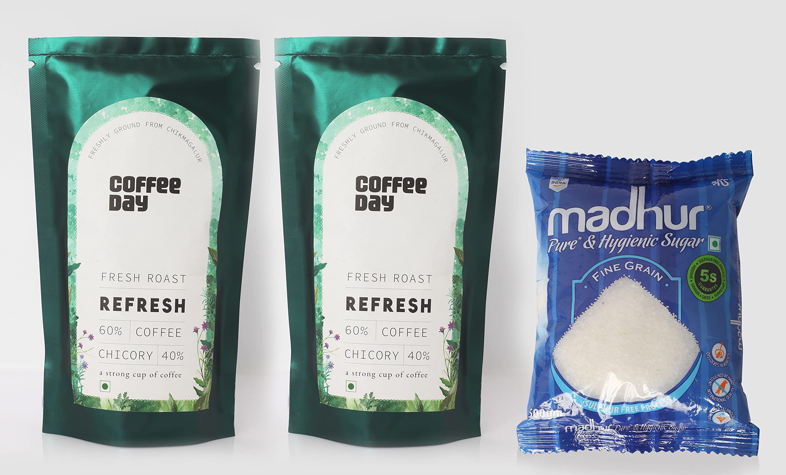 Cafe Coffee Day Refresh 60% Coffee 40% Chicory - 200Gm Each (Pack Of 2) | Medium To Dark Roast | South Indian Filter Coffee | Fresh From Chikmagalur Factory - Bag