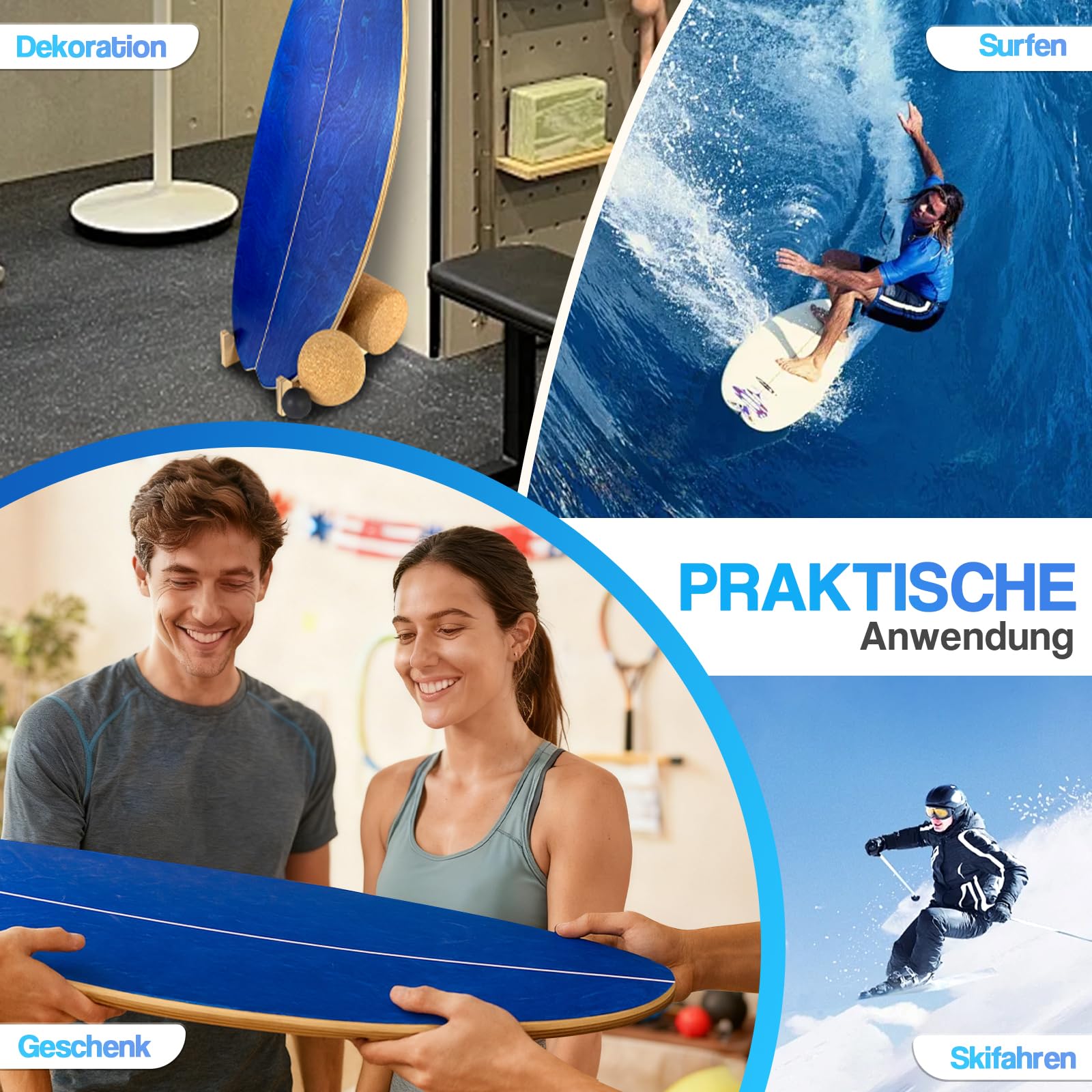 Kork Halbkugel Balance Board Zubehör aus Kork Balance Trainer für Yoga Pilates Koordinationstraining Rutschfest für Erwachsene