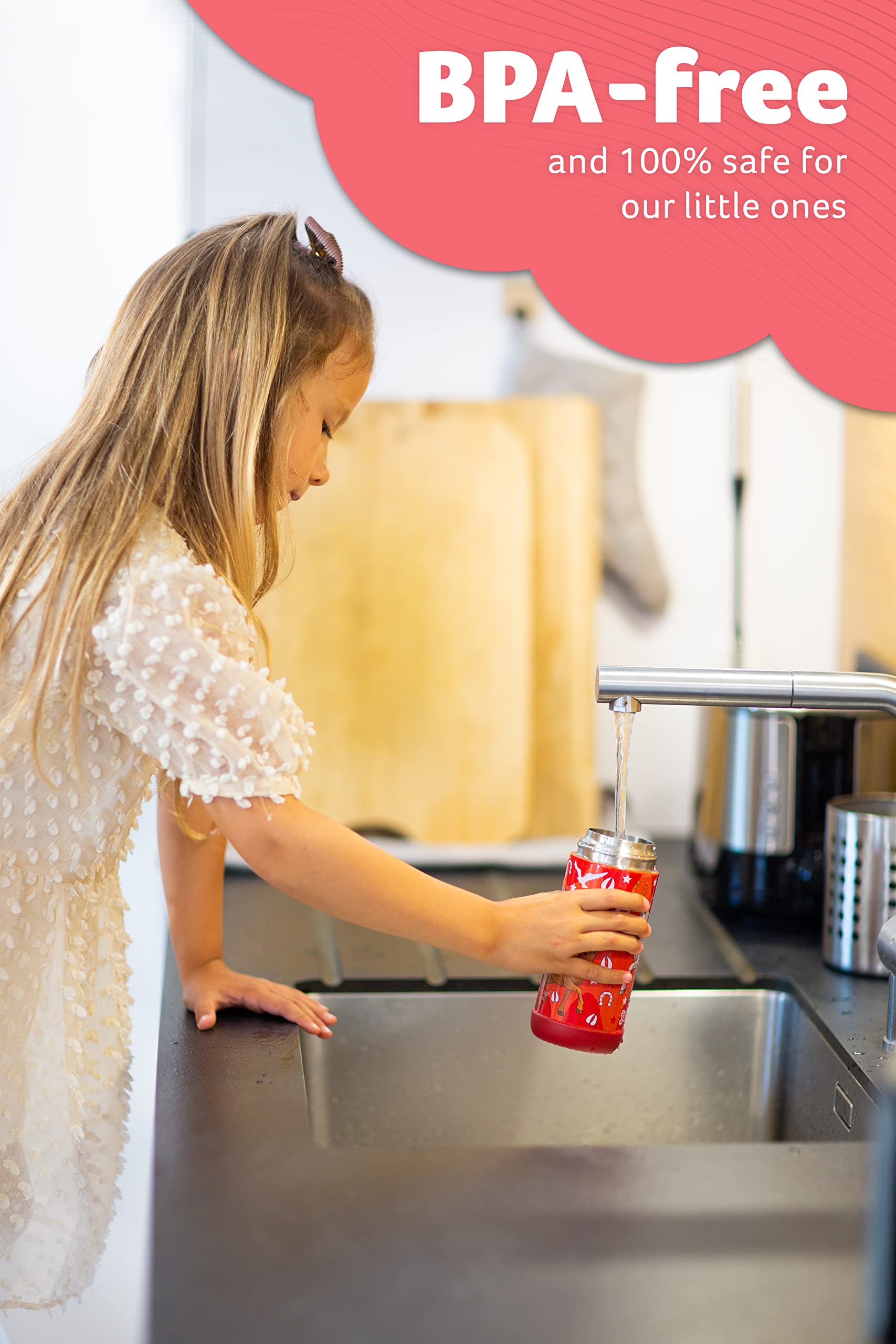 Jarlson® Charli butelka na napoje dla dzieci, ze stali nierdzewnej, ze słomką, izolowana butelka 350 ml, z certyfikatem TÜV, bez BPA, szczelna, izolowana butelka na wodę, do szkoły, przedszkola (koń)