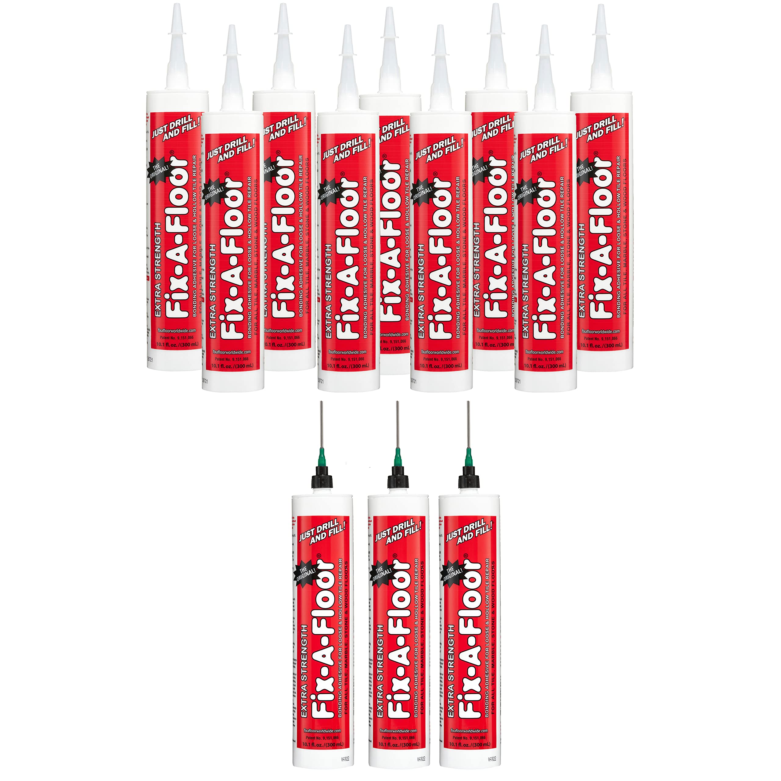 Fix-A-Floor All in One Micro Precision Injector Kit Bonding Adhesive - For Loose & Hollow Tiles, Wood, LVT & Laminate - Includes a Reusable Syringe Adapter & Patented Customisable Tip (Pack of 12)