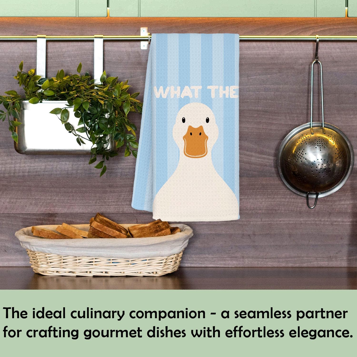 Funny Duck Gifts Kitchen Towels 16x24 Inch, Duck Lover Gifts Hand Towels for Bathroom Decorative, Pastel Sky Blue Striped Dish Tea Towel for Kitchen Decor