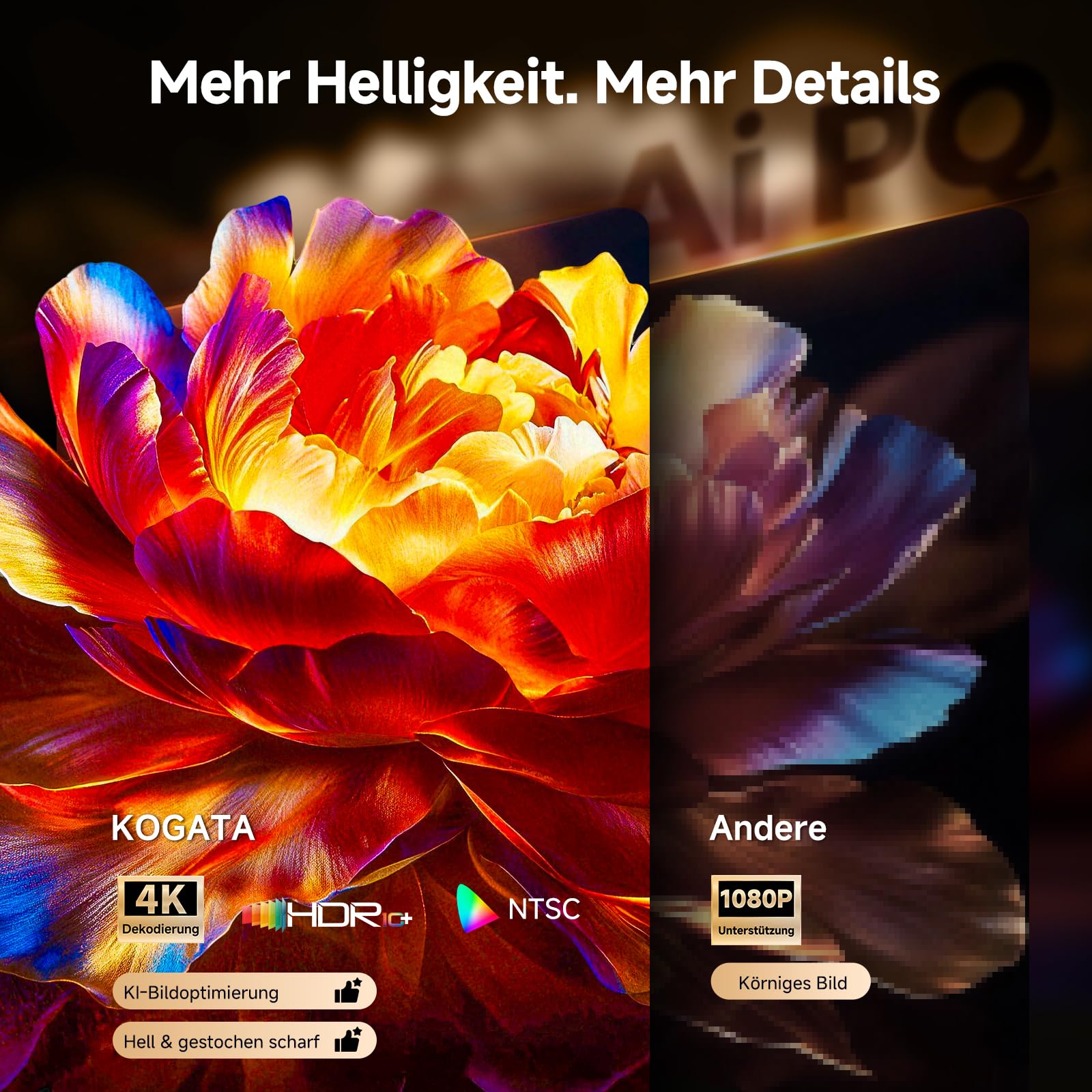 4K Smart Beamer mit WLAN & Bluetooth, KOGATA Projektor mit Autofokus, 6D Keystone, HDR10+ | Kompatibel mit Netflix-App & Dolby Audio | Heimkino Beamer für Garten & Streaming ohne TV-Stick