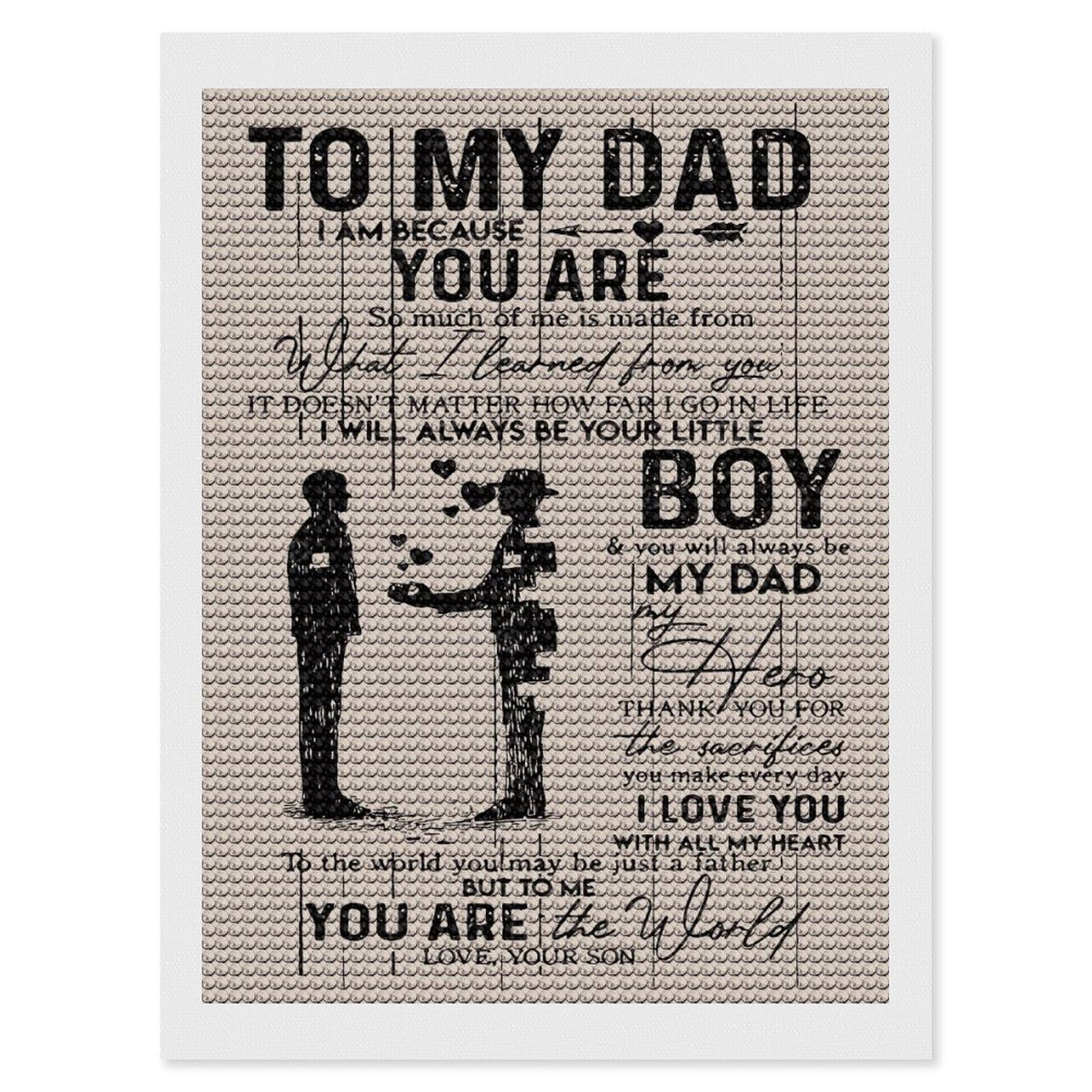 Junmoney Father Day to My Dad Diamond Art Canvas 12"x16", for Teens, Nice Detail and Sparkle, Farmhouse Decor, Festive Craft Gift, Easy to Enjoy