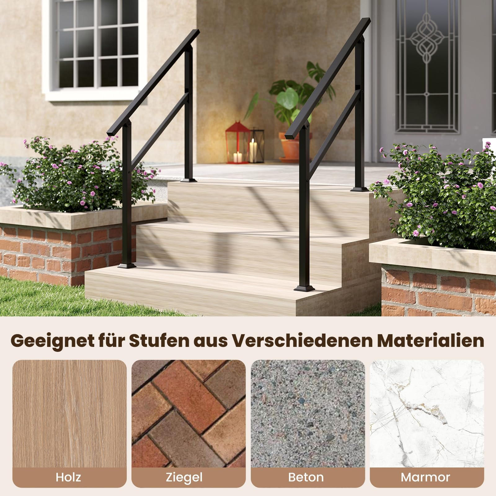 COSTWAY Handlauf Treppengeländer Seitliche Montage flexibler Winkelverstellung 104 cm