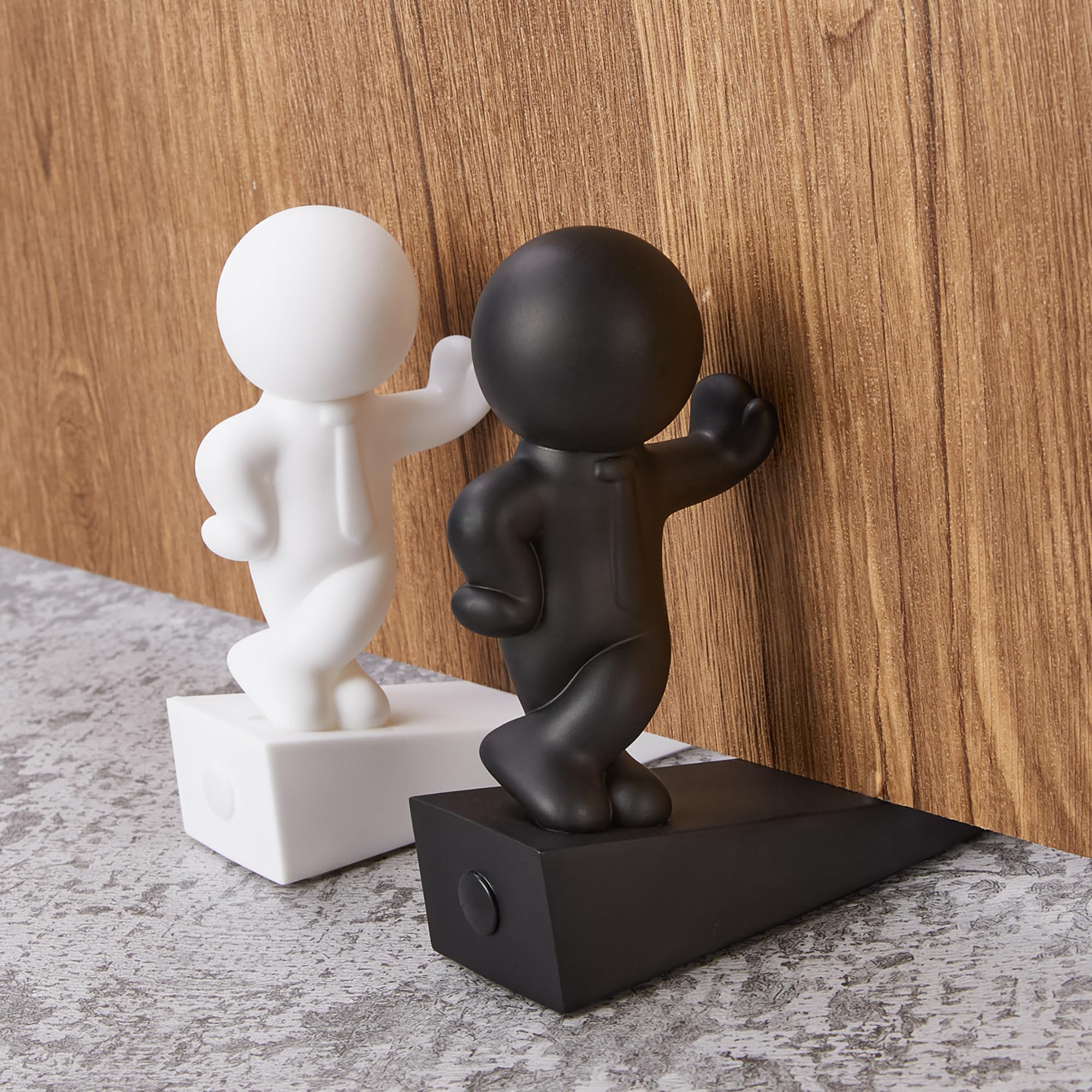 Cute Door Stop, 2 Pcs Decorative Door Stopper, Effective to Hold Your Door Open, Black+White (Patented)