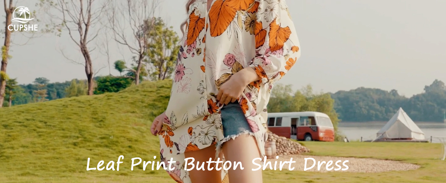 Vestido Mini De Verano CUPSHE Para Mujer - Estampado Floral, Manga 3/4, Botones, 100% Algodón, Talla M
