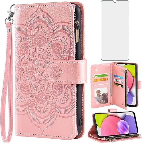 Asuwish Funda de teléfono para Samsung Galaxy A03s versión de EE. UU. 5G 2022 con protector de pantalla de vidrio templado y soporte para tarjetas