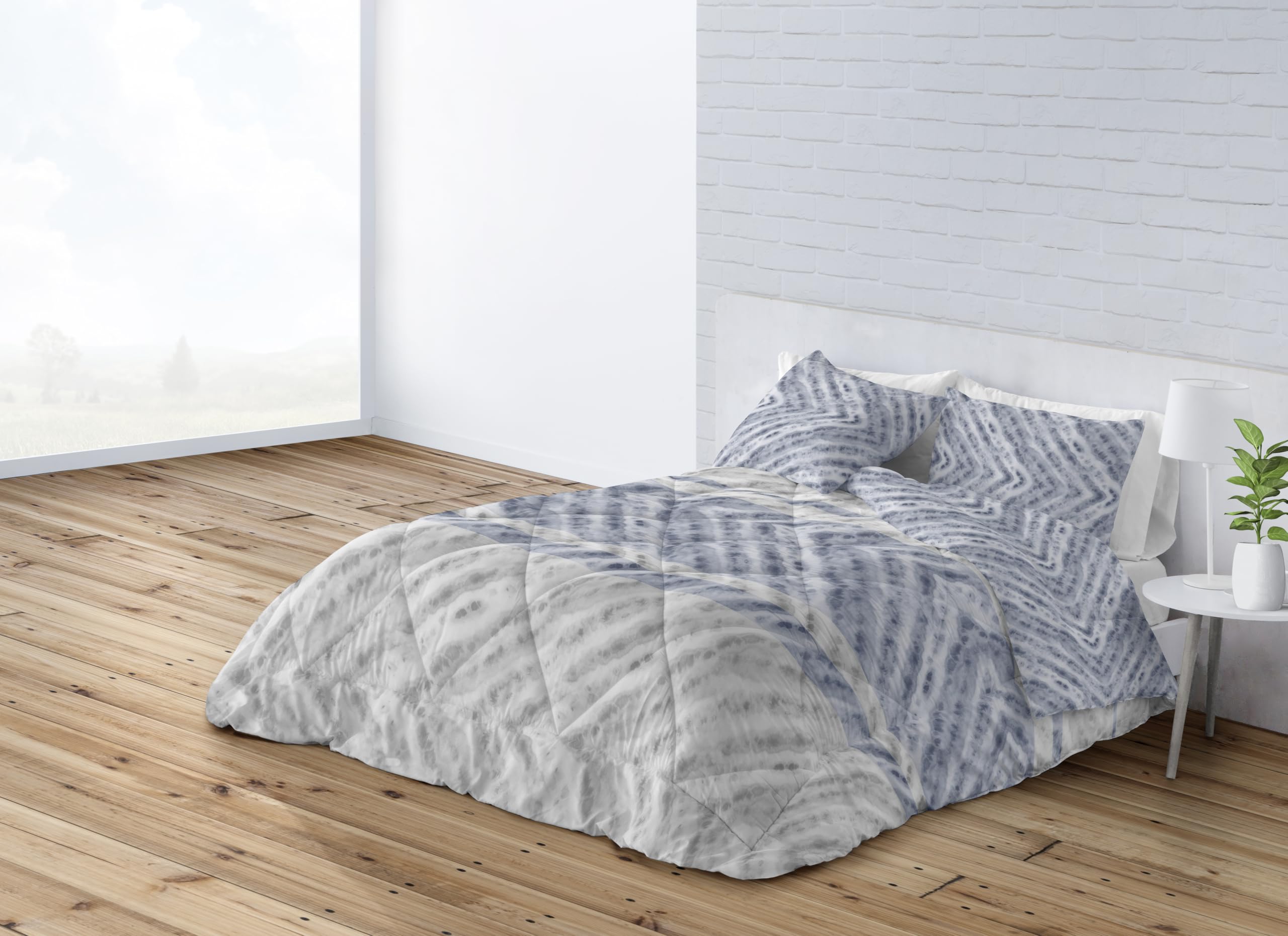 Edredón Cama 135 Nórdico Estampado Reversible Ruth Azul - 235x260 cm.