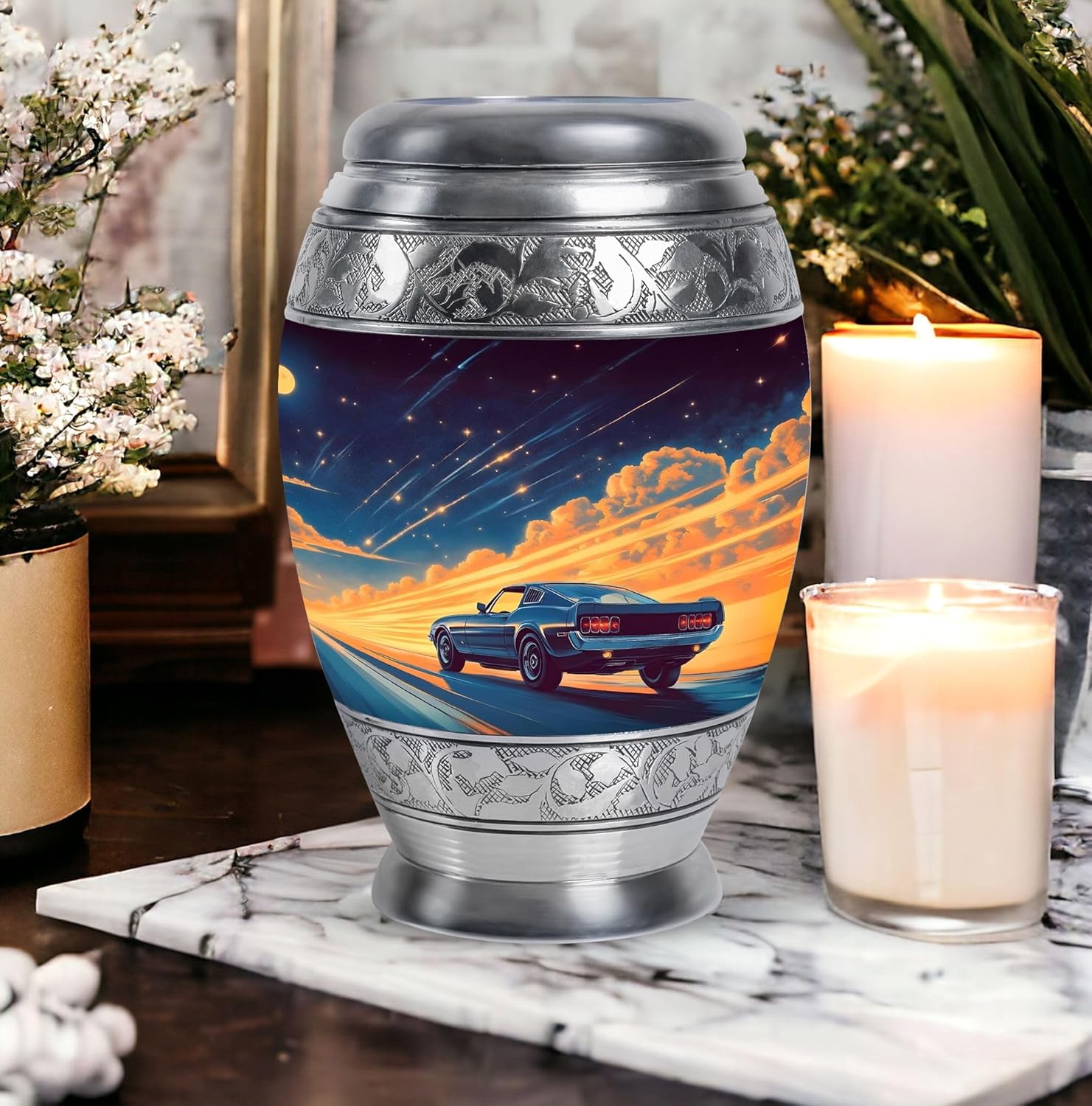 Race Car Urns for Human Ashes - Blue Funeral Urns for Human Ashes Adult Man - Large Urn for Mom & Dad - Cremation Urn for Adult Women 10 Inch - Image 6