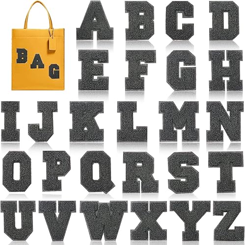 Parche de letras termo-adhesivas de chenilla, parche de letras universitarias de felpilla para planchar, 26 parches de felpilla del alfabeto A-Z disponible en Yaxa Venezuela