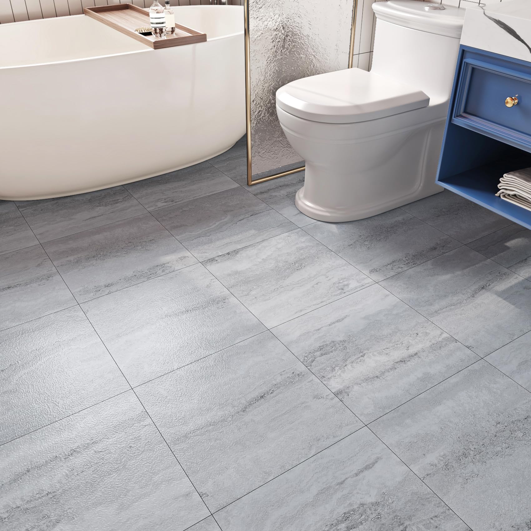 Livelynine Suelo Vinilico Autoadhesivo Baño Efecto Piedra Gris Suelo Vinilo Autoadhesivo Cocina 30x30 32 Baldosas Impermeable Vinilo Adhesivo Suelos Habitación Losetas de Vinilico Adhesivo para Suelos