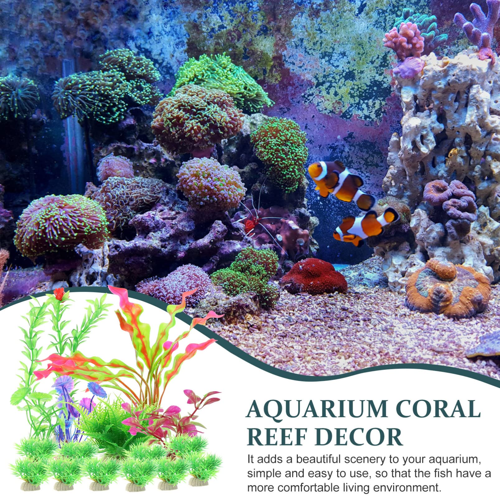 Sosoport 3 Ensembles Aménagement Paysager D'aquarium Réservoirs Bocal À Poisson Étang Décoration Terrarium Décoration Aquarium Plantes D'aquarium Décors D'aquarium Plastique 16 Pièces * 3