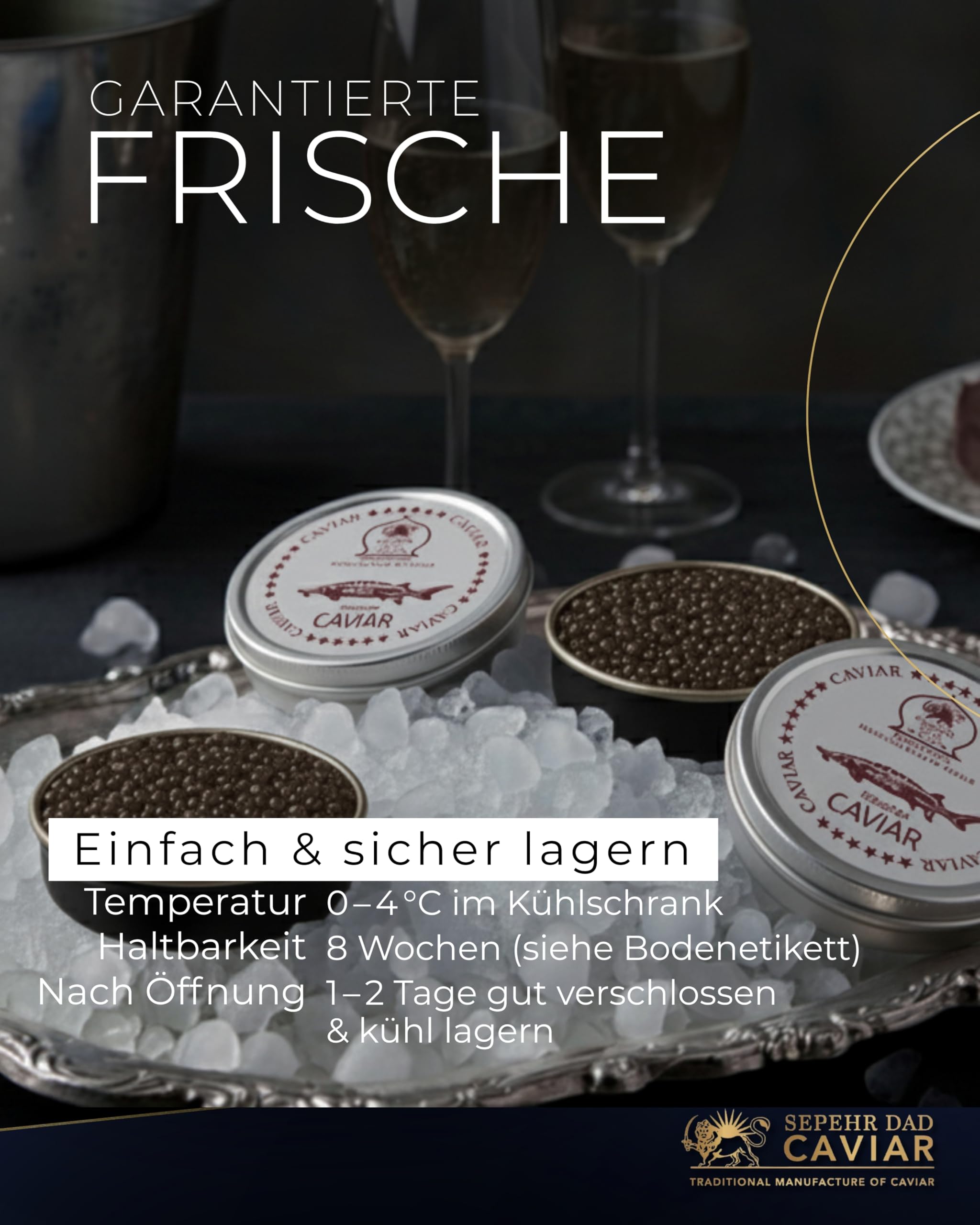 SEPEHR DAD CAVIAR Siberian Kaviar vom sibirischen Stör 125 g I feines bis mittelgroßes Korn I Siberian Caviar aus nachhaltiger Aquakultur I kräftig-würzig I Stör Kaviar aus Acipenser Baeri Störrogen