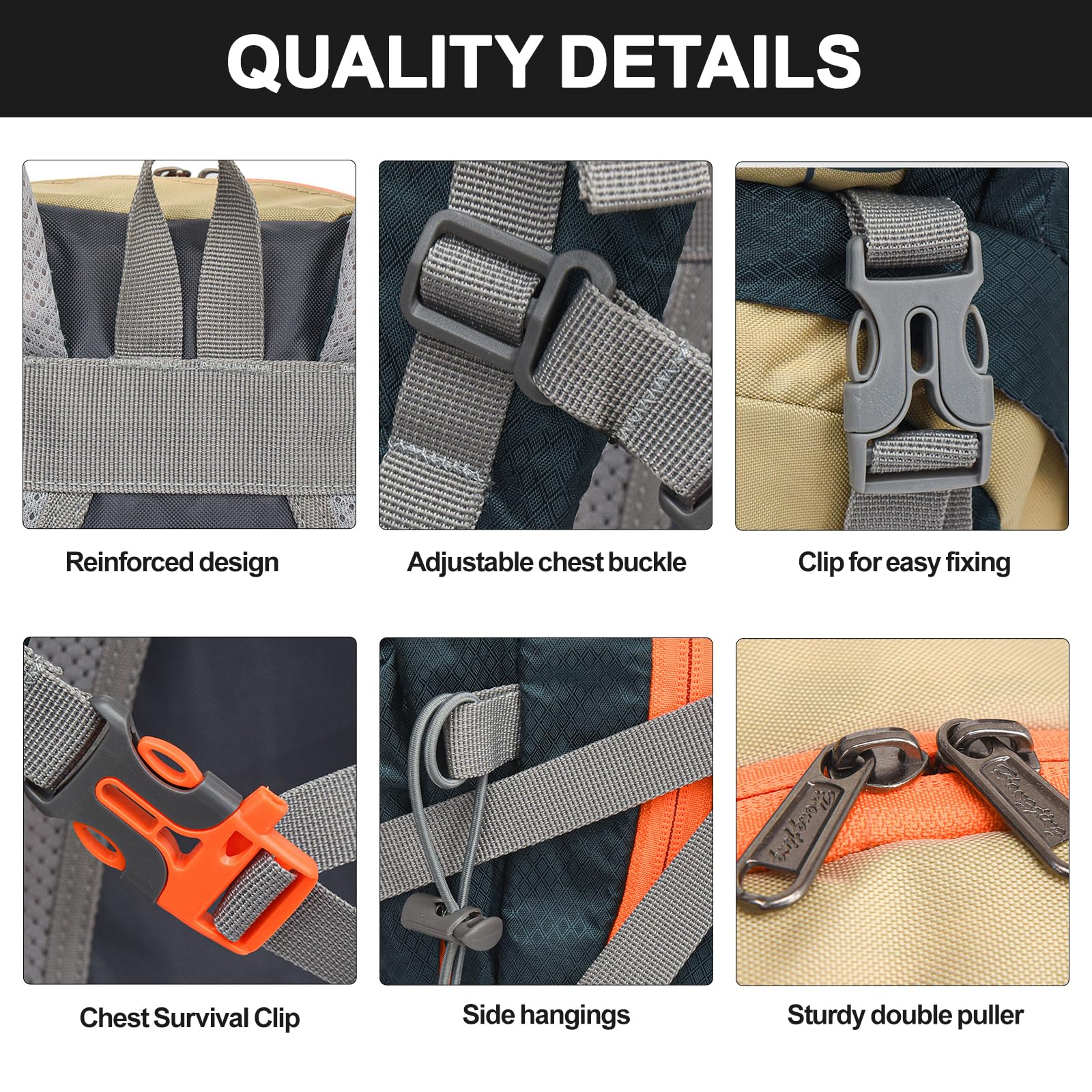 Zaino da trekking da 40 l, da uomo e da donna con copertura antipioggia, zaino impermeabile con ventilazione posteriore e schienale in rete, zaino da trekking, per ciclismo, alpinismo e