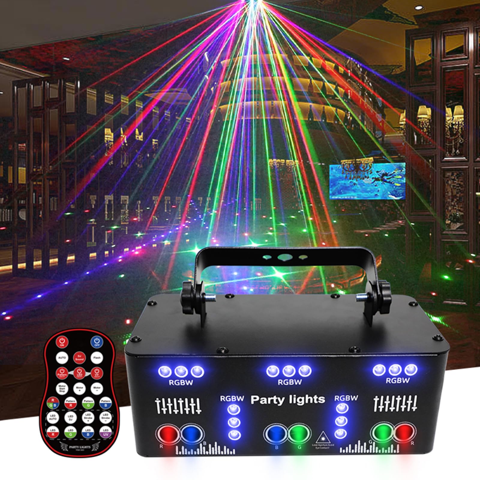 Discolicht Partylicht, 21-Augen LED RGB Licht DJ Projektor, Musikgesteuert DJ Disco Lichter, für Home Parties Klub Geburtstag Hochzeit Konzert Bar