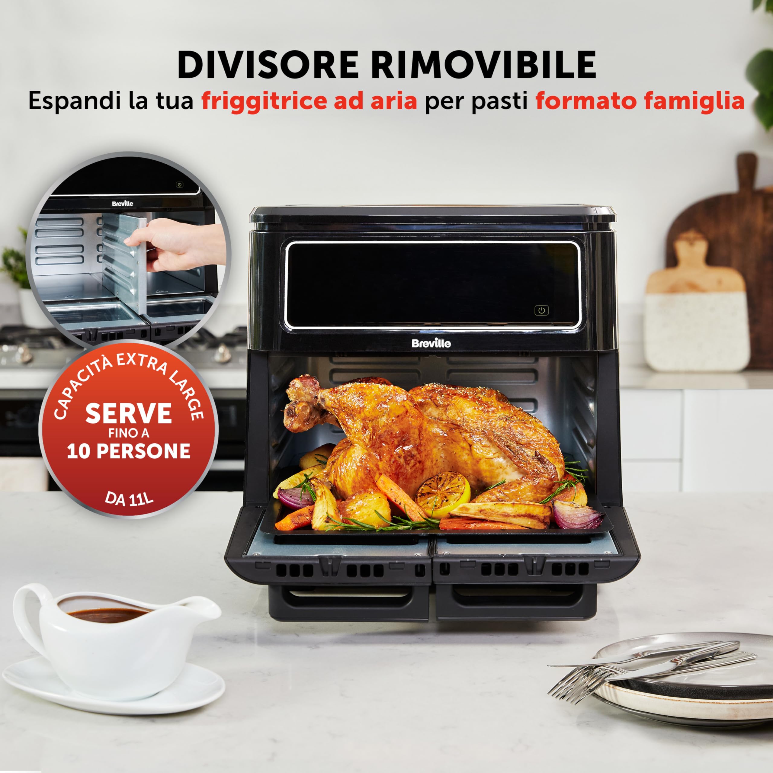 Breville friggitrice ad aria doppia camera 1800 watt 11 lt